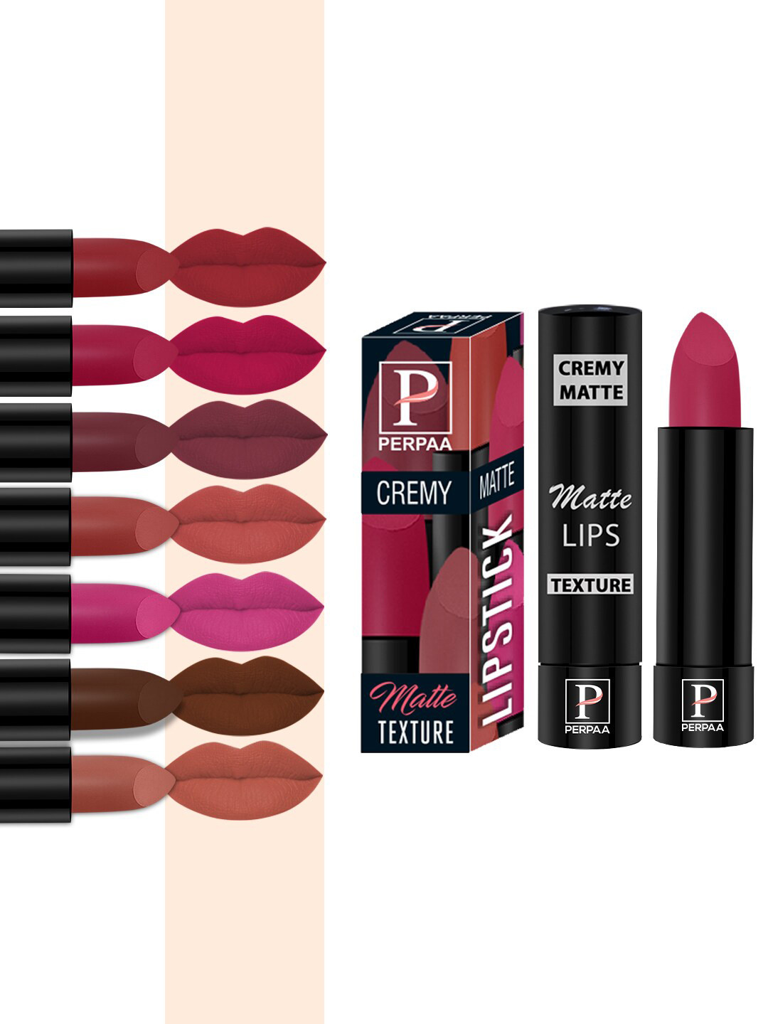 PERPAA Cremy Matte Set Of 8 Lipstick With Jojoba Oil-3.5g Each-62-67-71-73-80-84-86-92