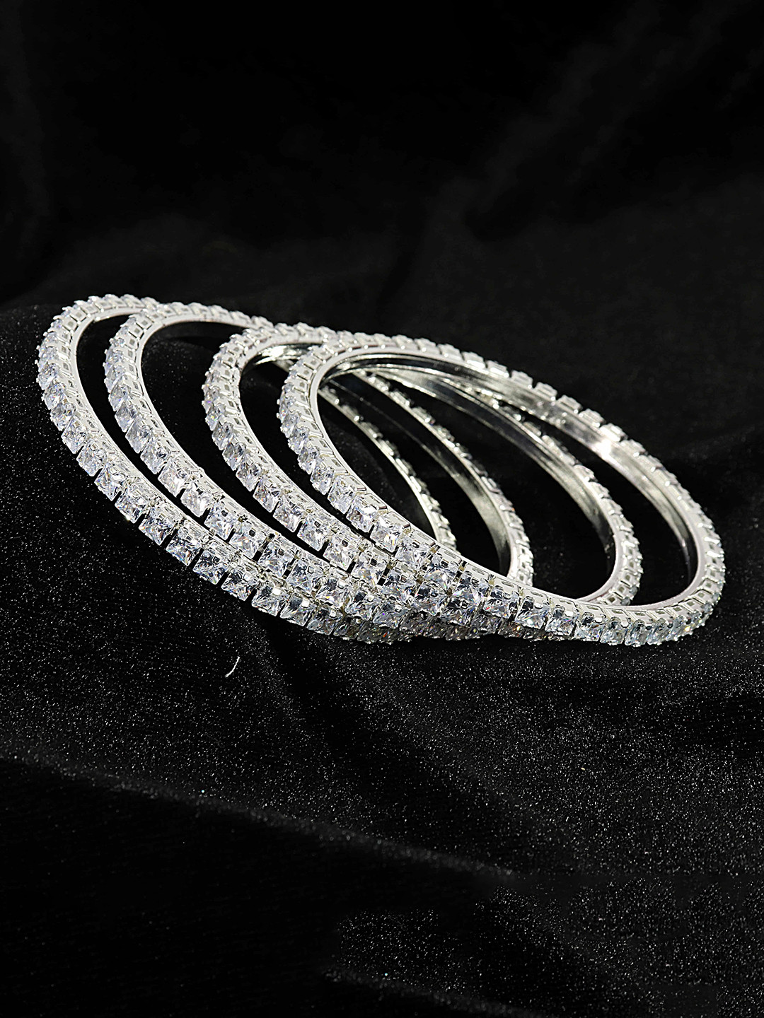 LAVAZZA Set Of 4 CZ American Diamond Studded Bangles