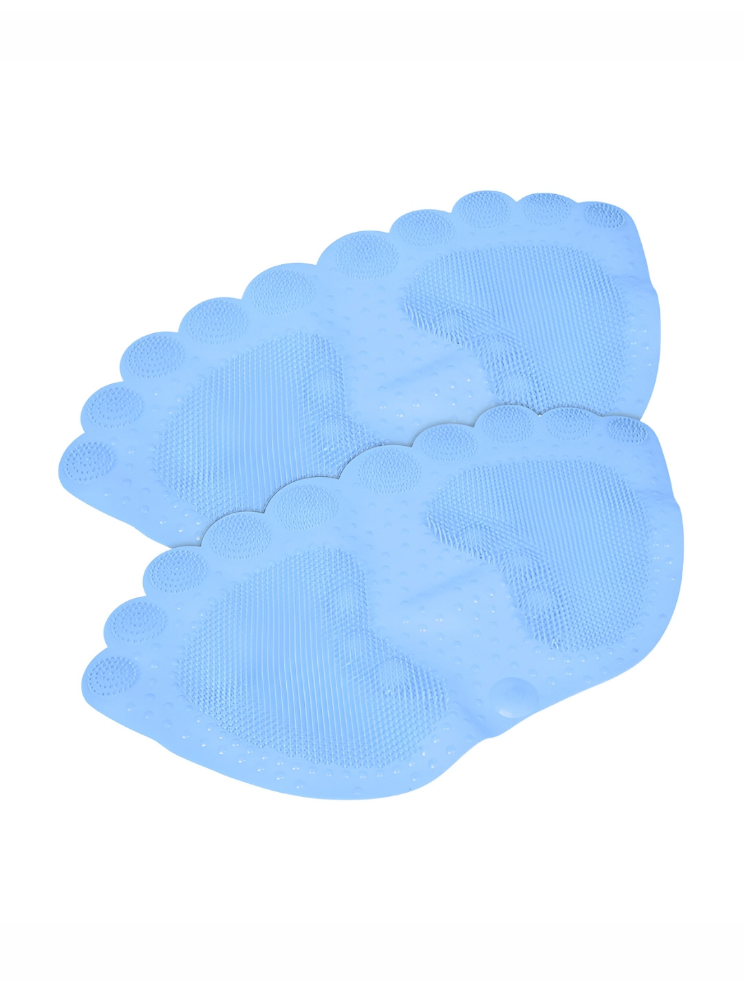 Kuber Industries 2-Pcs Blue 120 GSM Foot Shape Bath Rugs