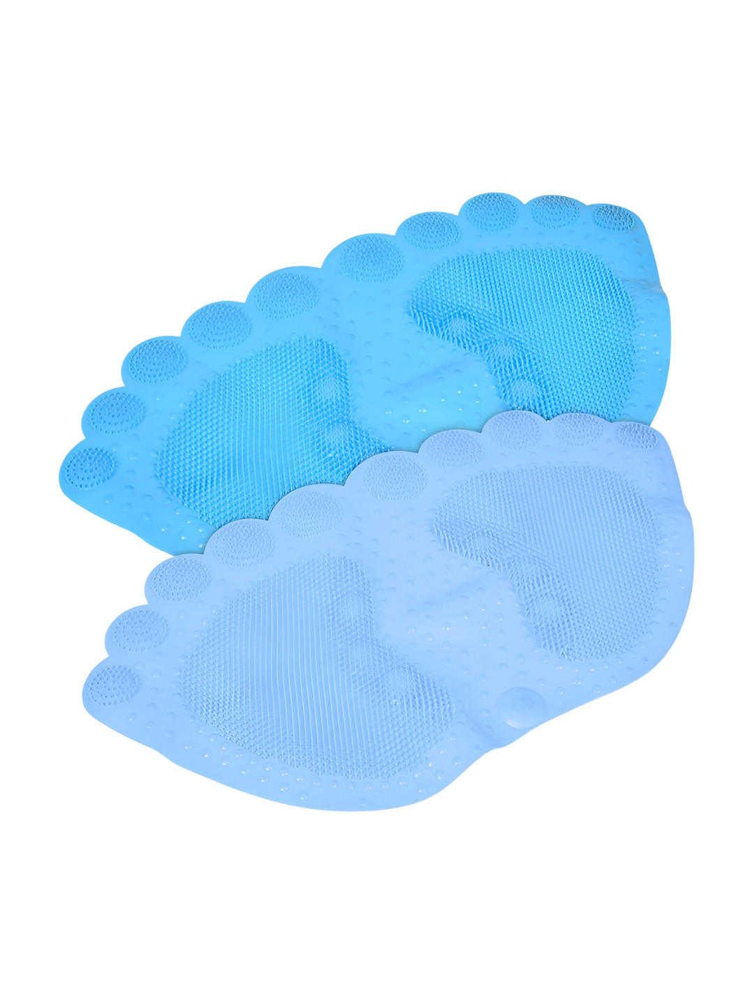 Kuber Industries Blue 2 Pieces 120 GSM Foot Shape Bath Rugs