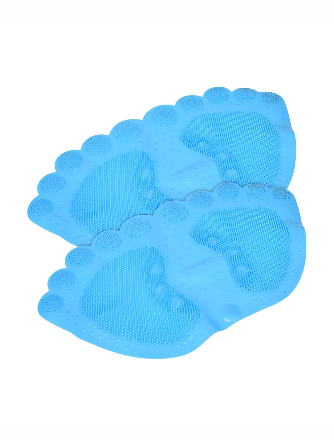 Kuber Industries 2-Pcs Blue 120 GSM Foot Shape Bath Rugs