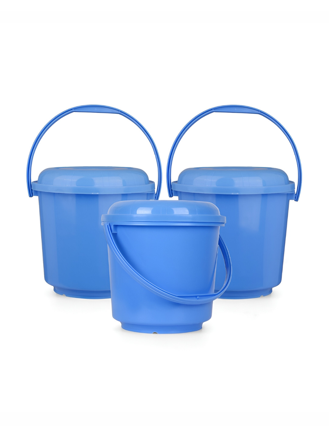 Kuber Industries Pack of 3 Blue 5 LTR Plastic Mopping Bucket with Lid