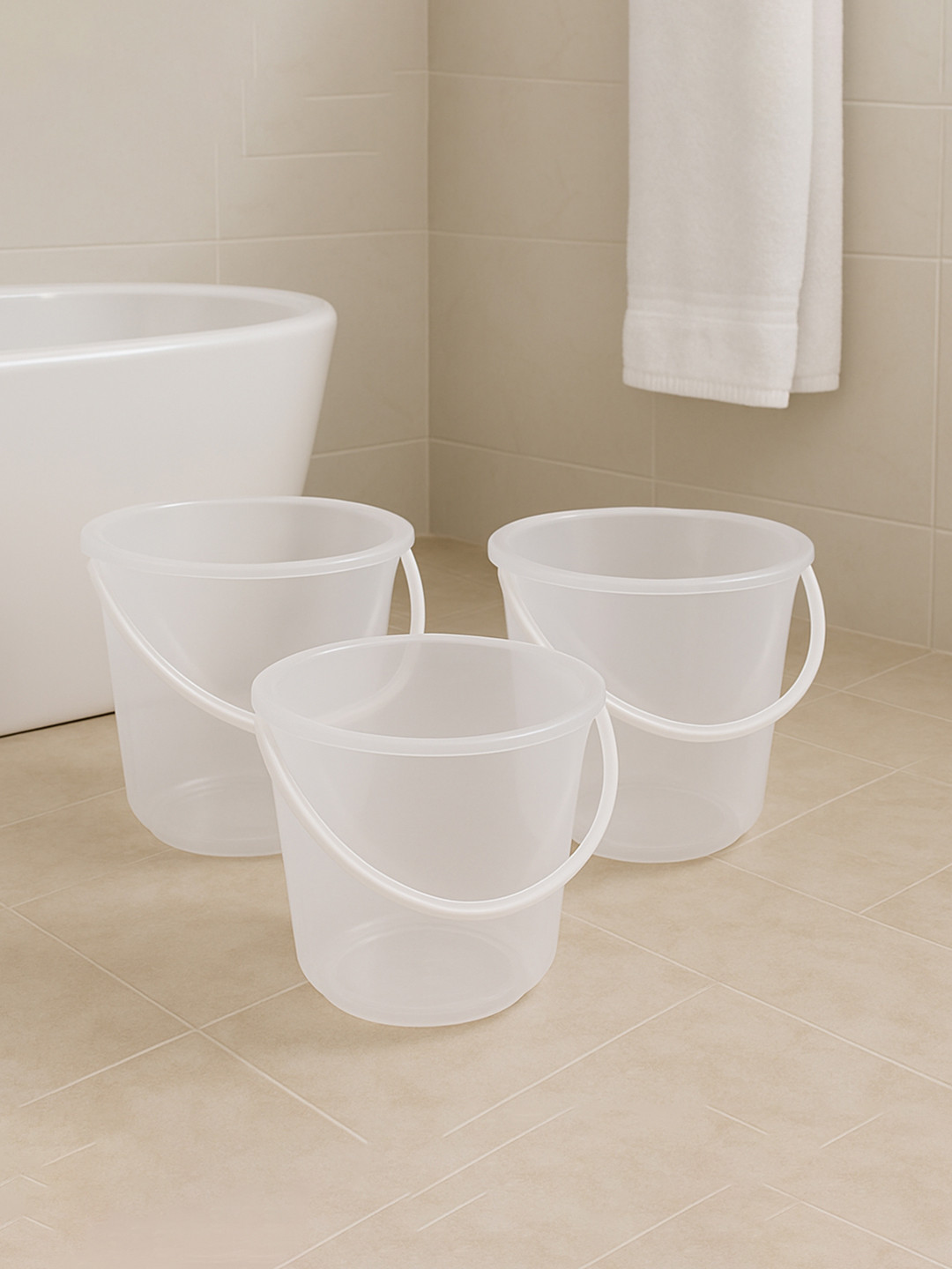 Kuber Industries Transparent 3 Pieces Buckets