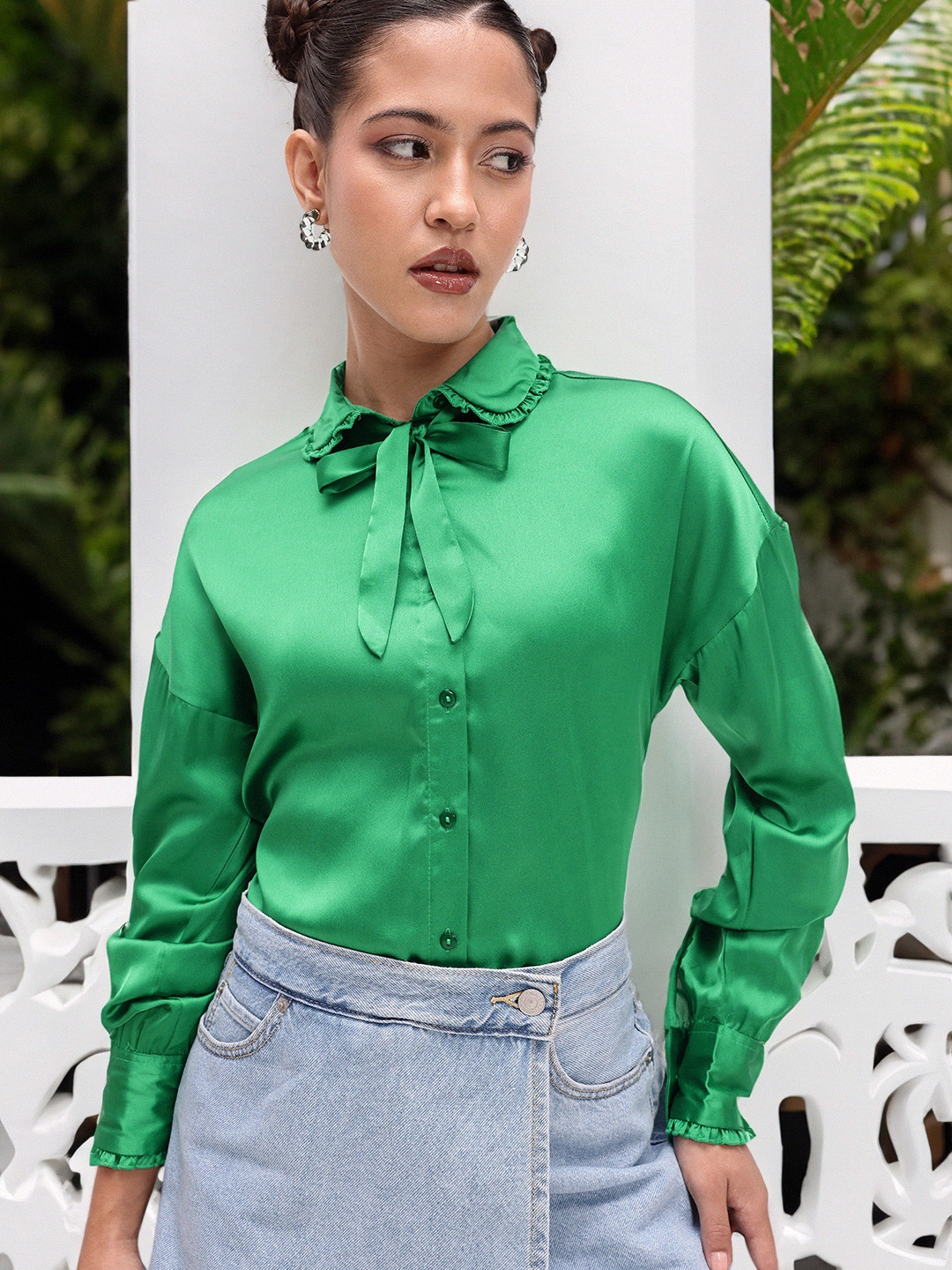 Buy DressBerry Charming Vintage Peter Pan Collar Satin Finish Shirt Shirts for Women 29346650 Myntra