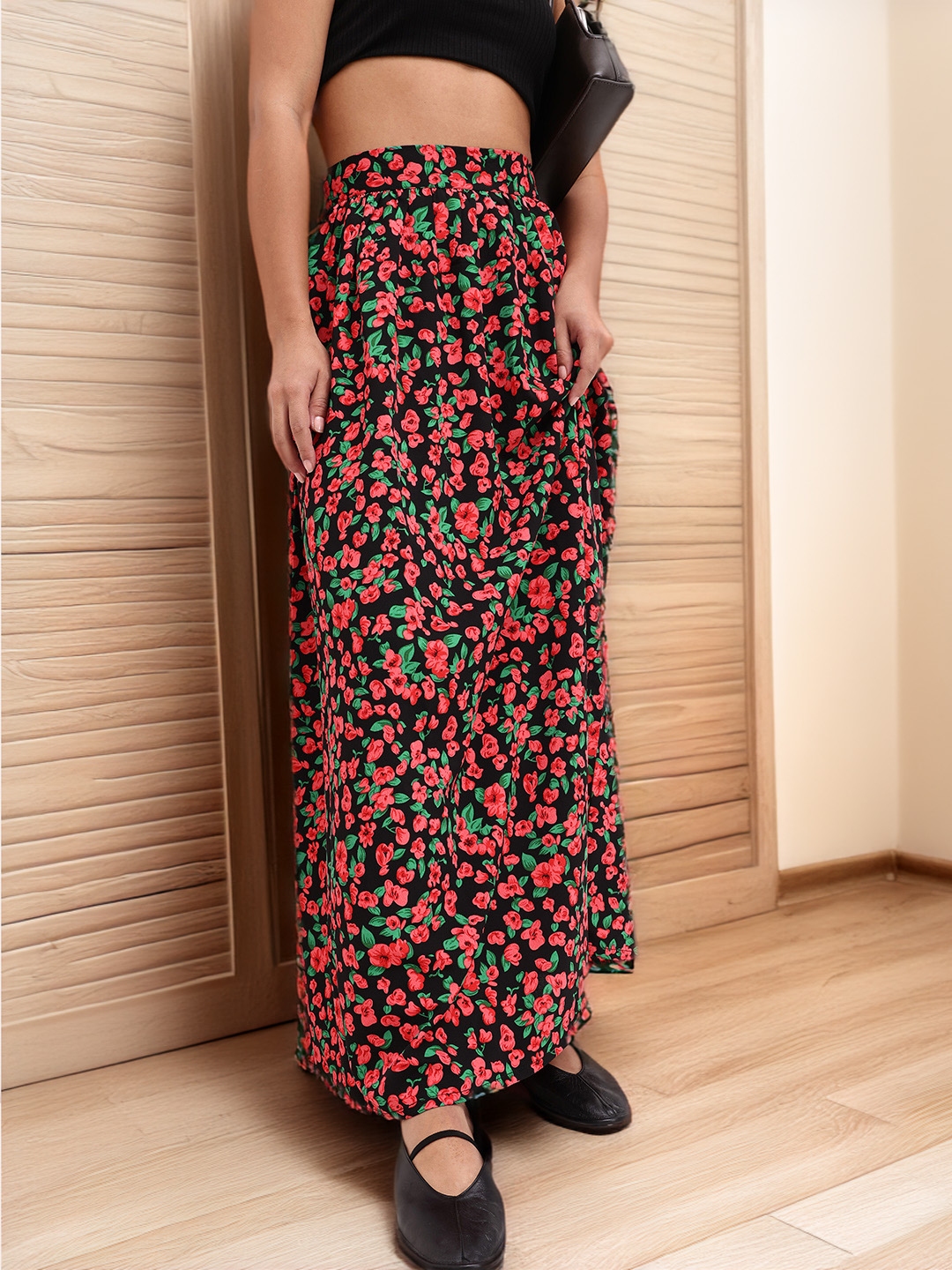Floral a line maxi skirt store