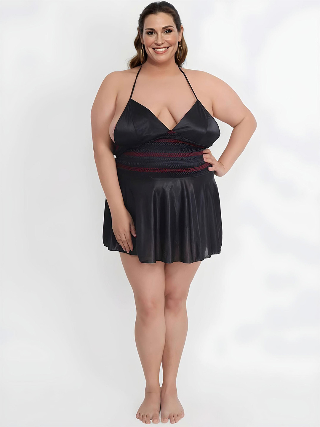 Hill Islands Luxe Plus Size Satin Baby Doll