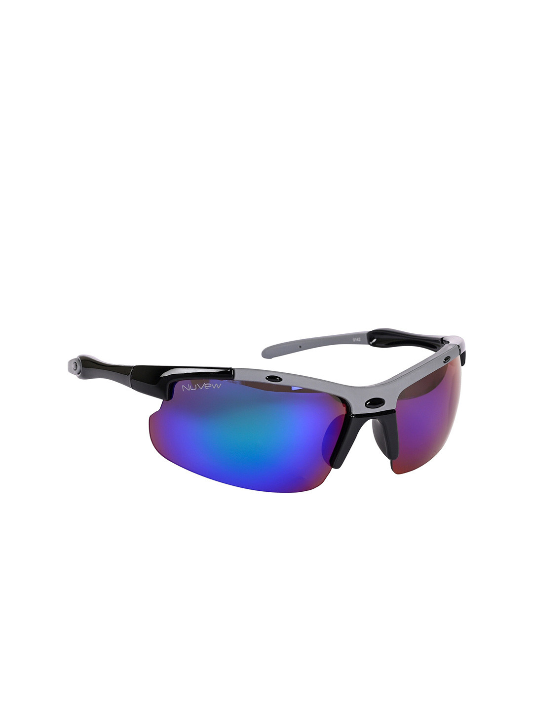 NuVew Unisex Sports Sunglasses with UV Protected Lens ES_16601-34-NW-9142-fGRBL-BKGY-SPWA