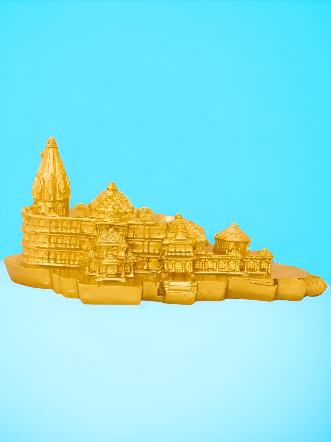 bettergiftflowers Ram Mandir Gold Polyresin Glossy Prayer Room Small Showpiece - 2.7 Inches