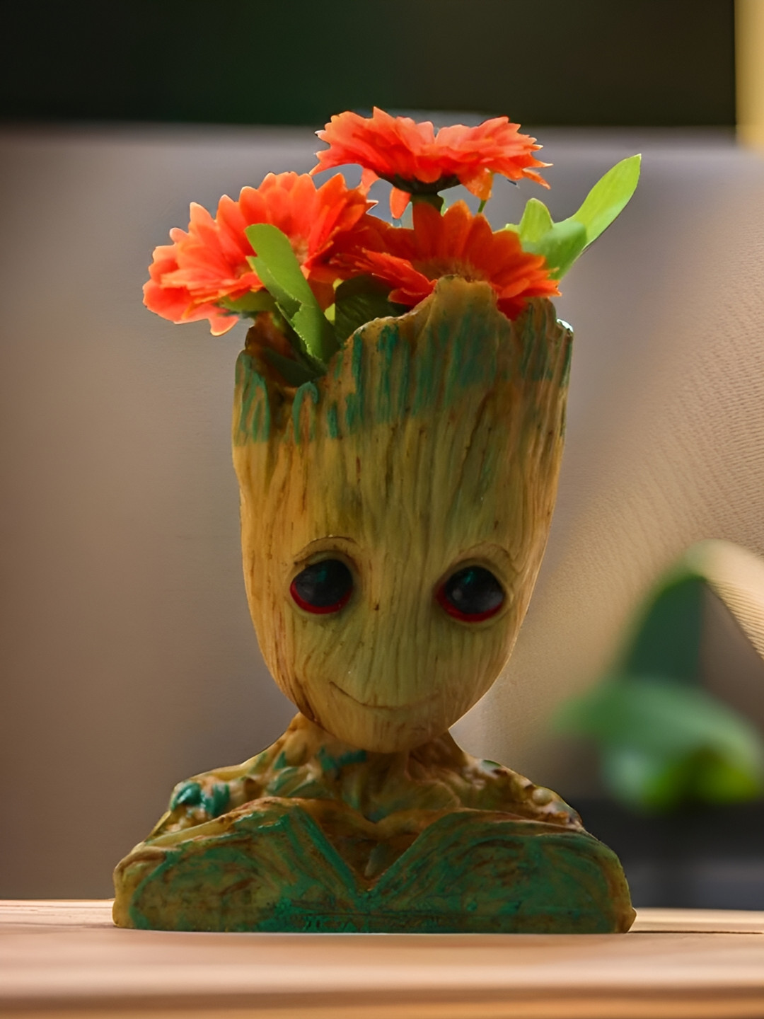 bettergiftflowers Grrot Heart: Sproutling Planter Green Polyresin Natural Living Room Small Showpiece - 5.5 Inches