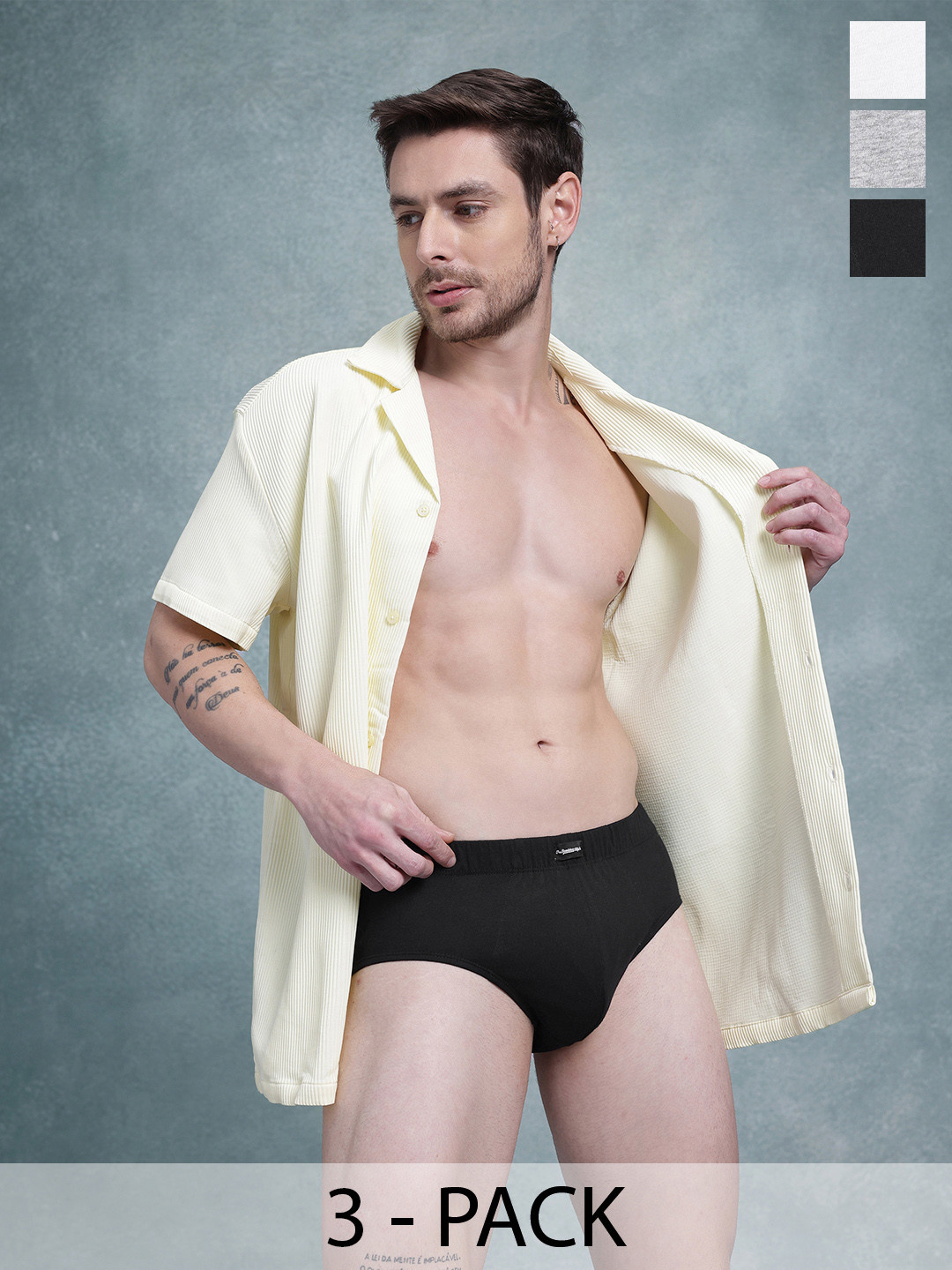 The Roadster Life Co. Pack Of 3 Pure Cotton Basic Briefs - RD_SS24_BRF_002_A