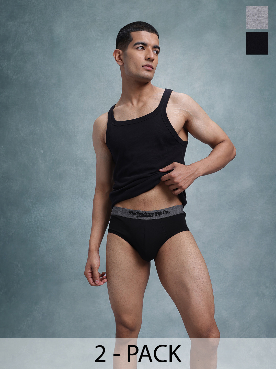 The Roadster Life Co. Men Pack of 2 Mid-Rise Basic Briefs RD_SS24_BRF_004_G