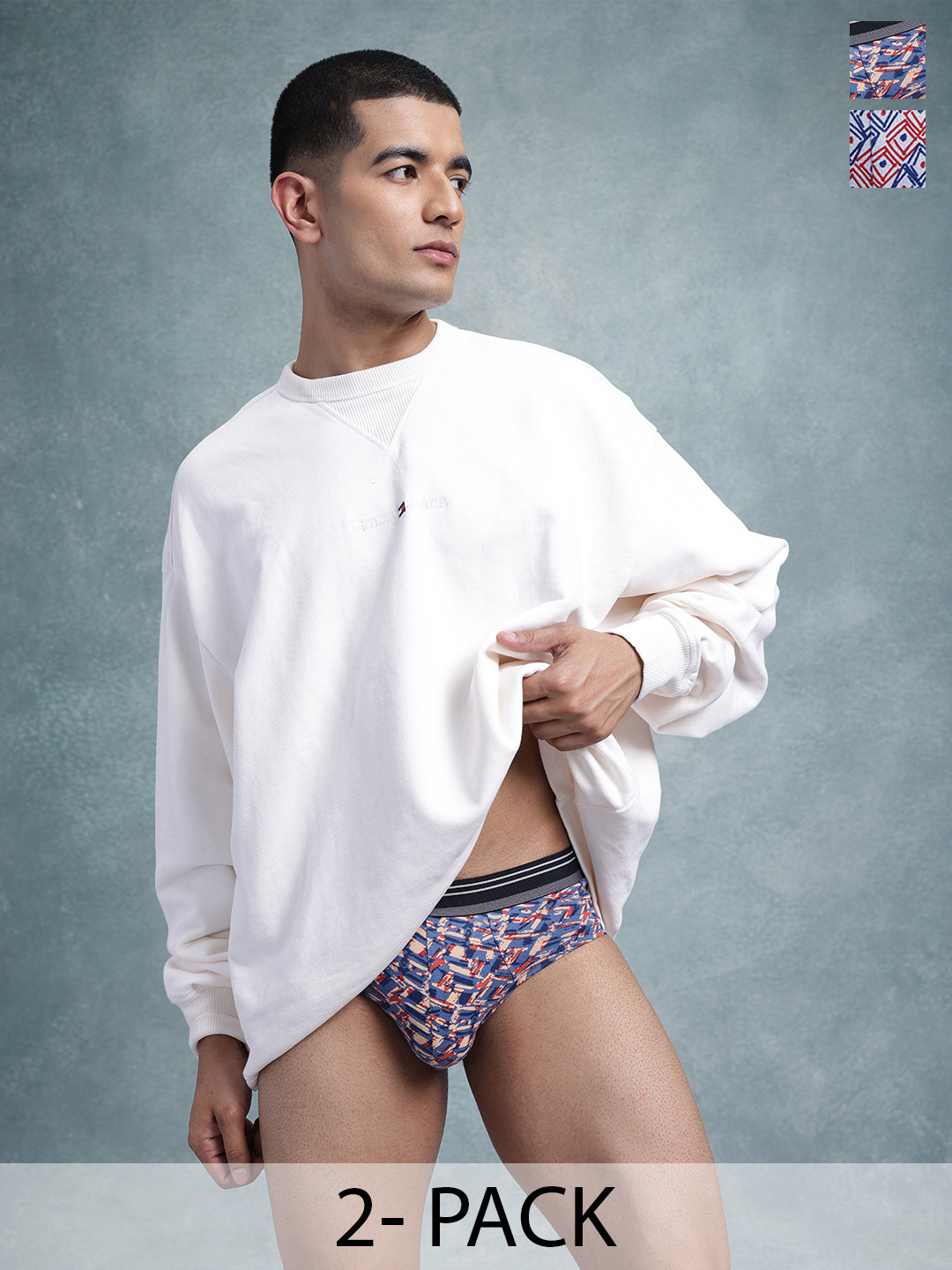 The Roadster Life Co. Pack Of 2 Printed Pure Cotton Basic Briefs - RD_SS24_BRF_005_F