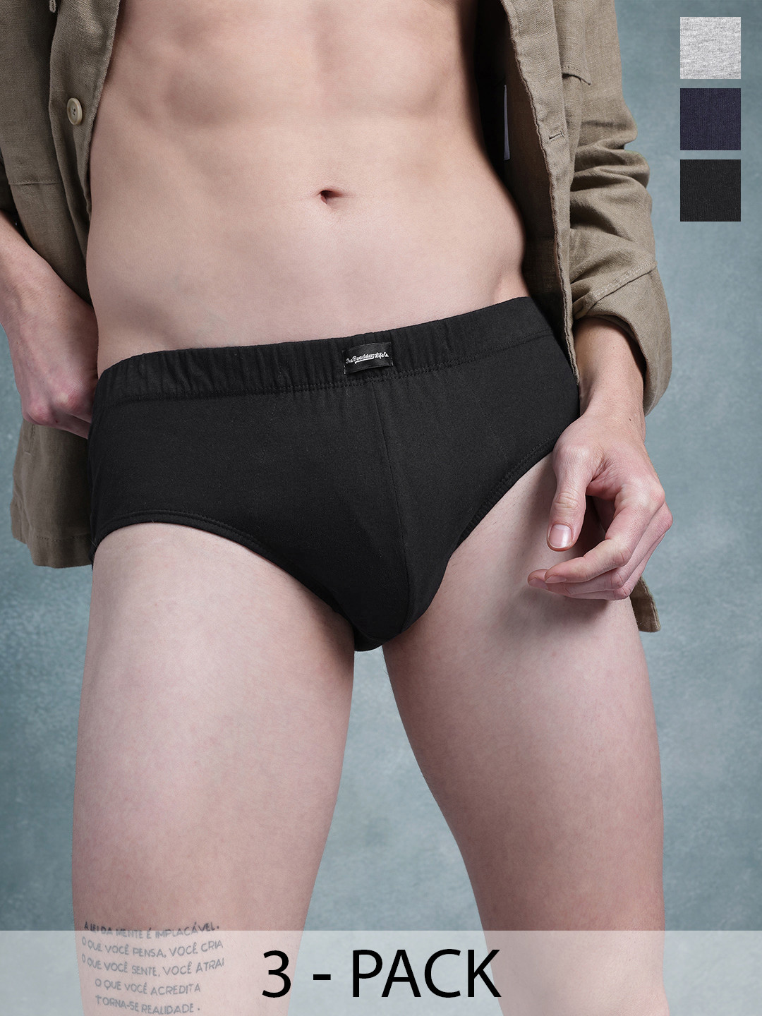 The Roadster Life Co. Pack Of 3 Pure Cotton Basic Briefs - RD_SS24_BRF_002_C