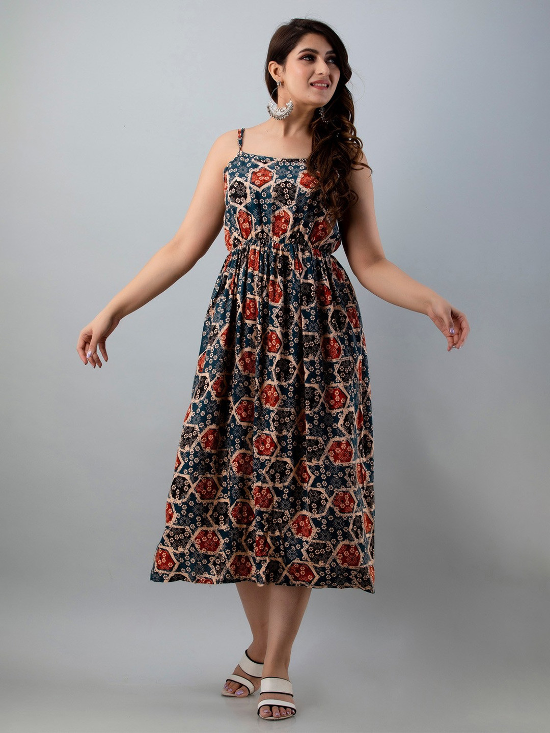 TRENDSWILL Floral Print Fit & Flare Midi Dress