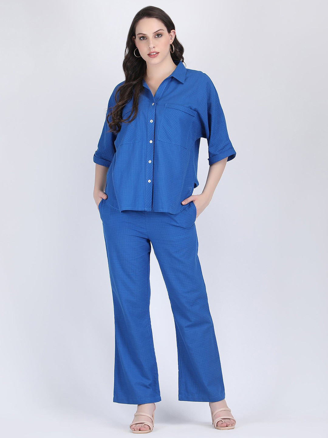 HUE & HIDE Checked Shirt Collar Shirt & Trouser