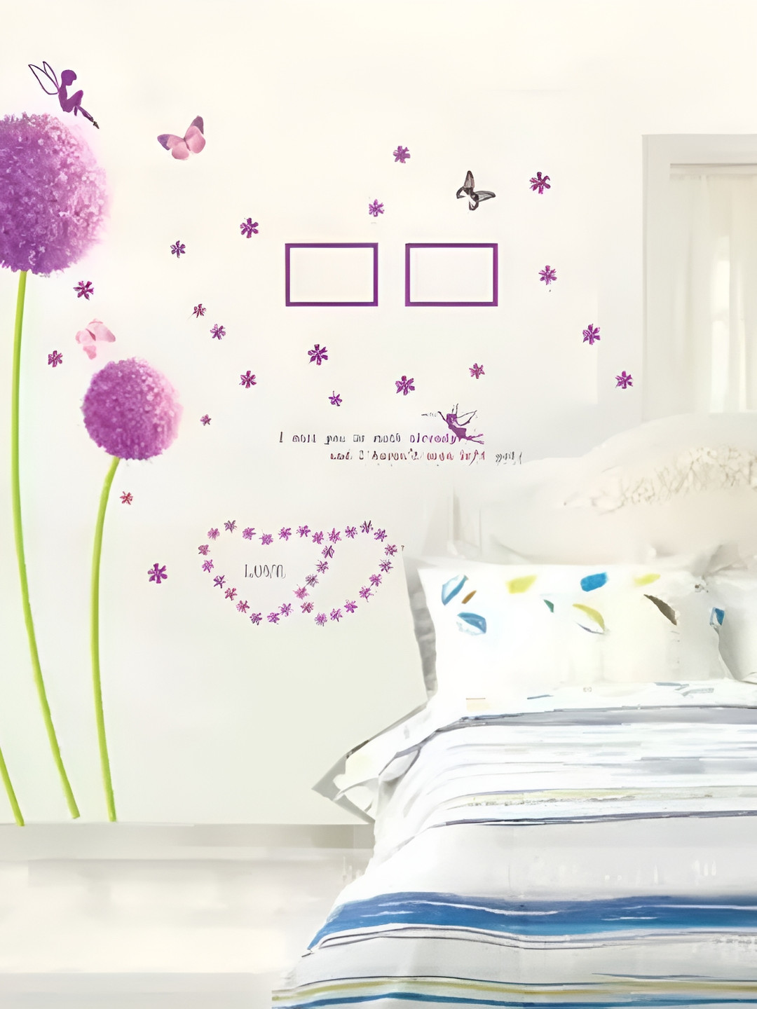 Jaamso Royals Purple The Plum Blossom & Butterfly Self-Adhesive Wall Sticker