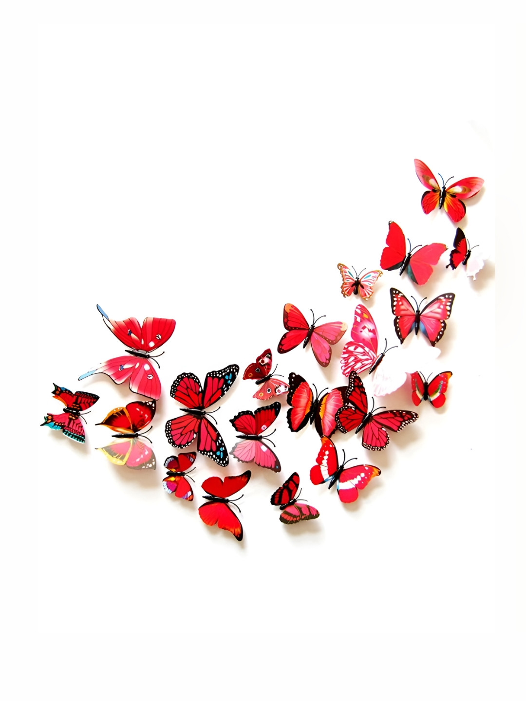 Jaamso Royals Red 12 Pieces Butterfly 3D Magnet Butterfly Self-Adhesive Wall Sticker