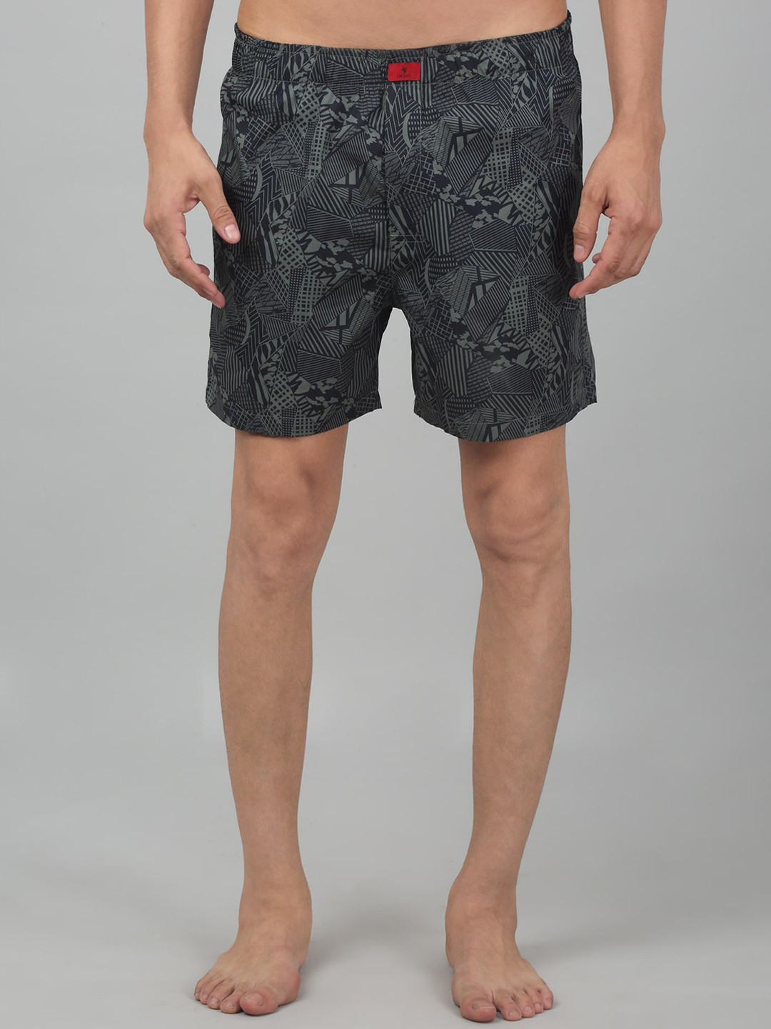 Cantabil Printed Cotton Mid Rise Boxers MBOX00011_SAGEGREEN