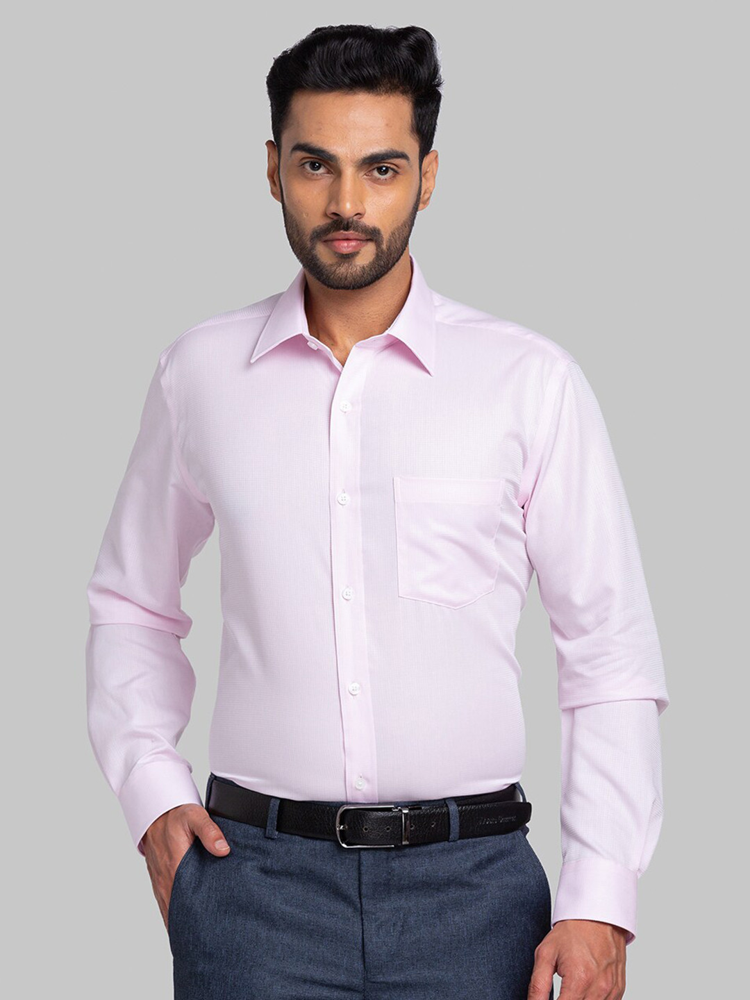 Park Avenue Textured Self Design Cotton Opaque Formal Shirt