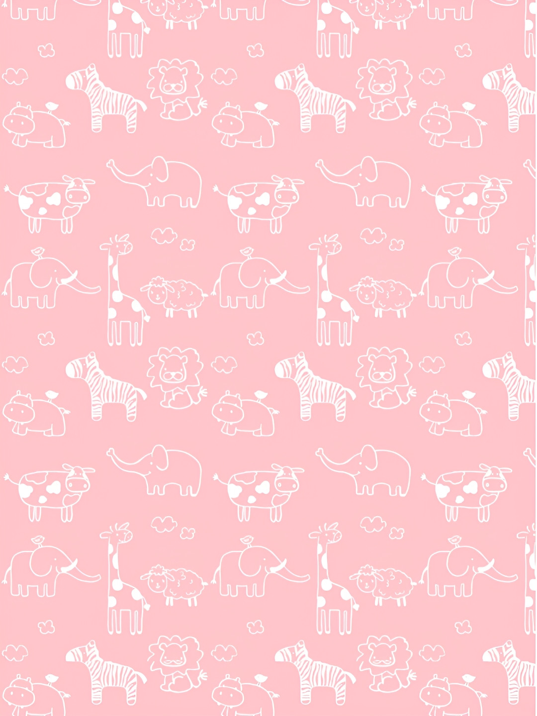 Jaamso Royals Pink & White Animal Design Printed Self Adhesive Wall Sticker