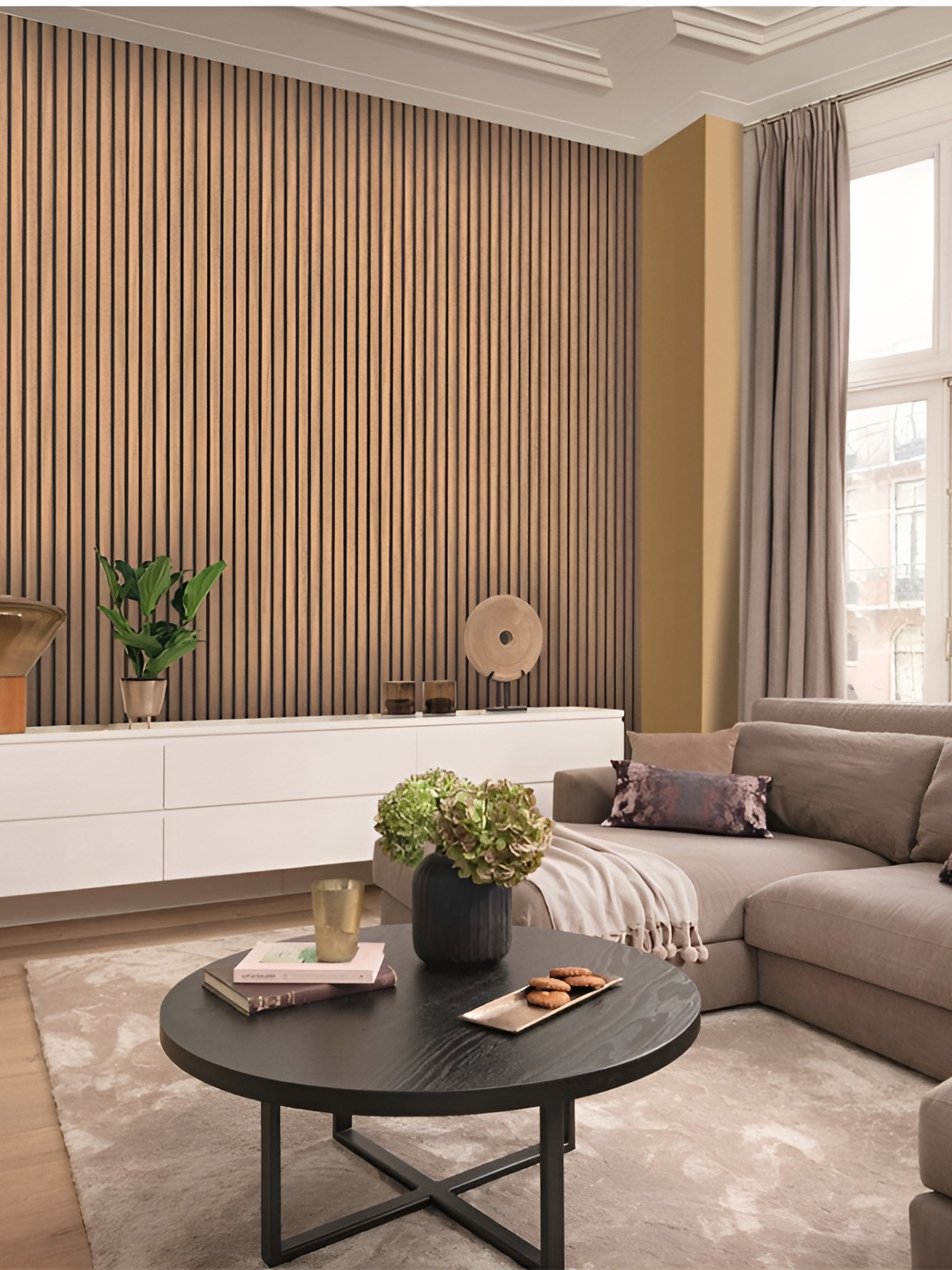 Jaamso Royals Brown & Black Textured Self-Adhesive Wallpaper