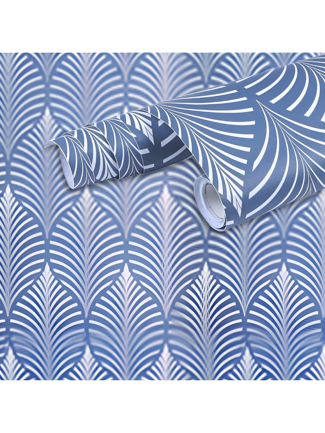 Jaamso Royals Blue & White Modern Stripe Peel & Stick Self Adhesive Wall Sticker