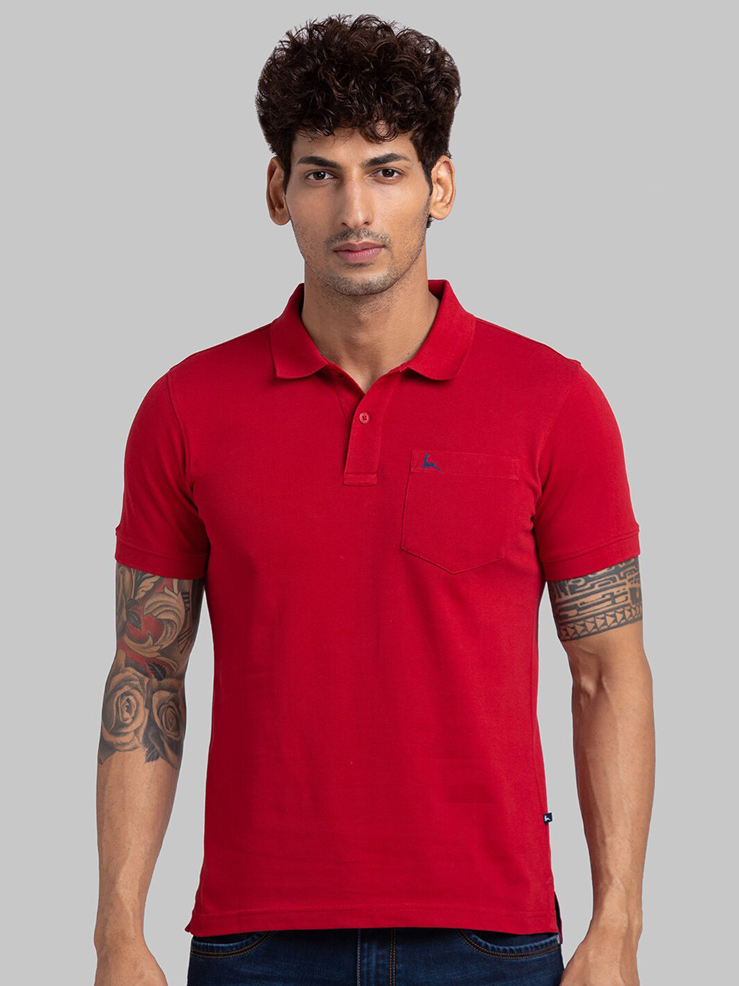 Parx Polo Collar Short Sleeves Knitted Cotton T-shirt