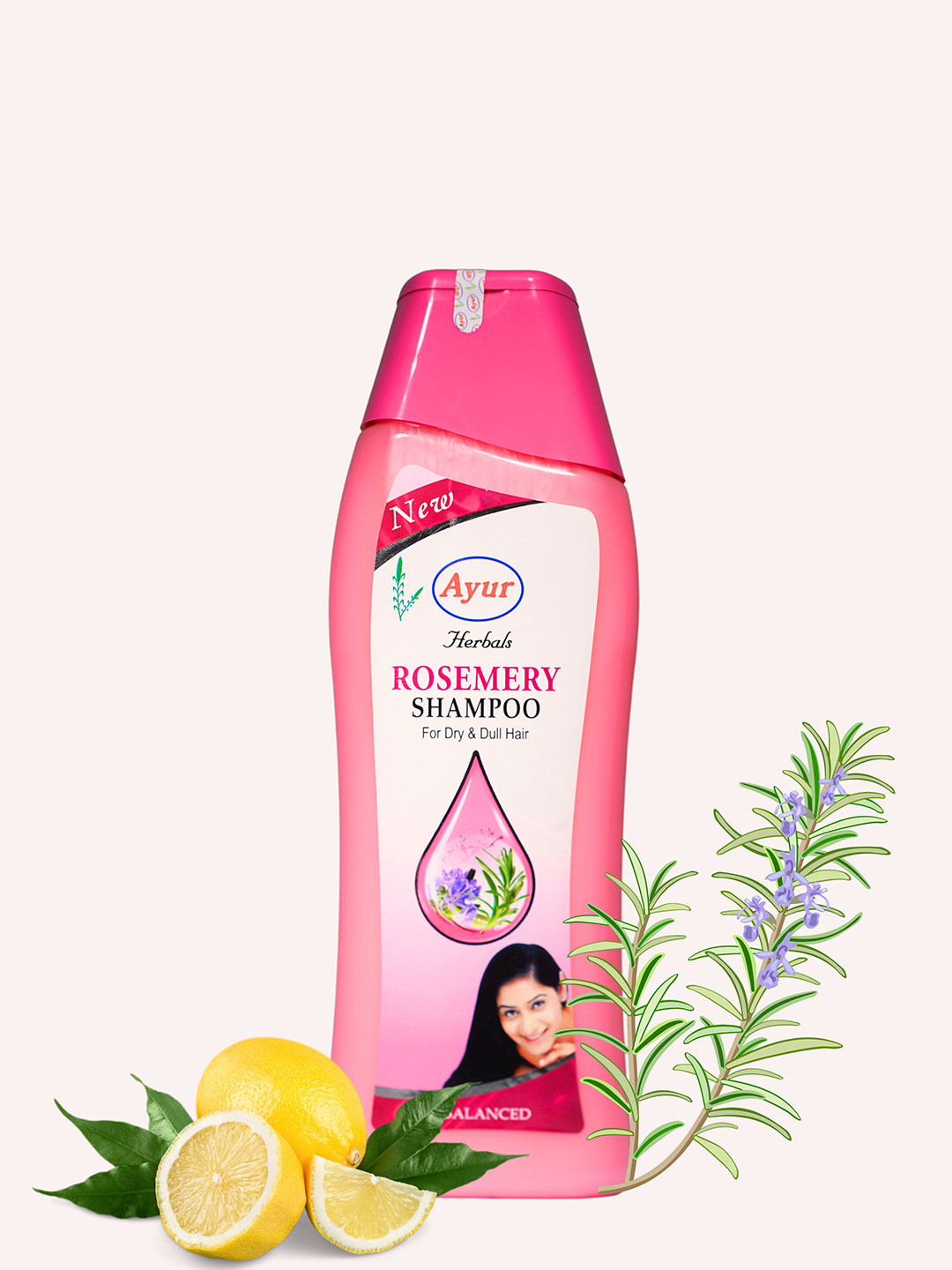 AYUR HERBALS Rosemary Shampoo With Rose & Aloevera for Dry & Dull Hair - 1000ml