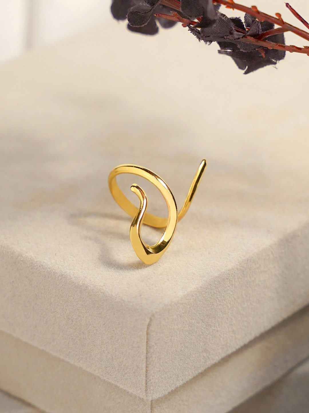 SWASHAA 18KT Gold-Plated Upsana Snake Finger Ring