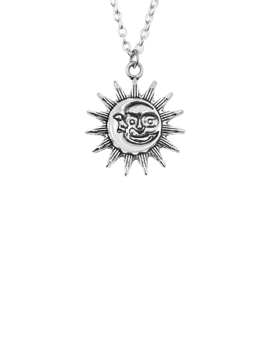 Goho Silver-Plated Sun and Moon Pendant with Chain