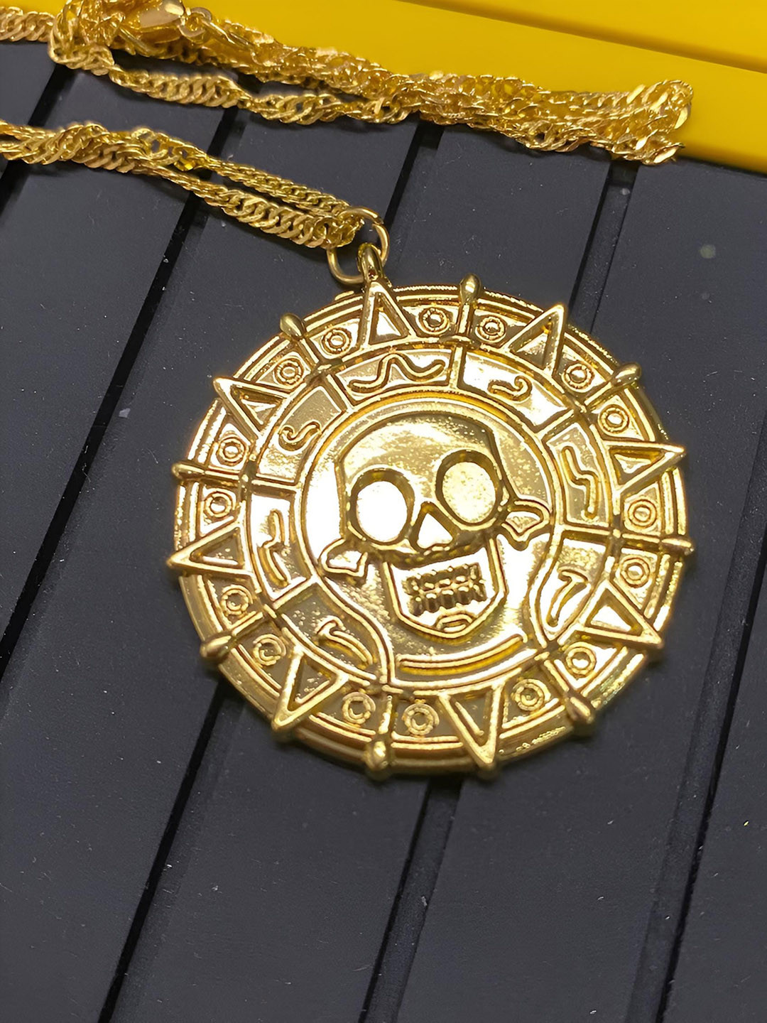 Goho Gold-Plated Aztec Pendant with Chain