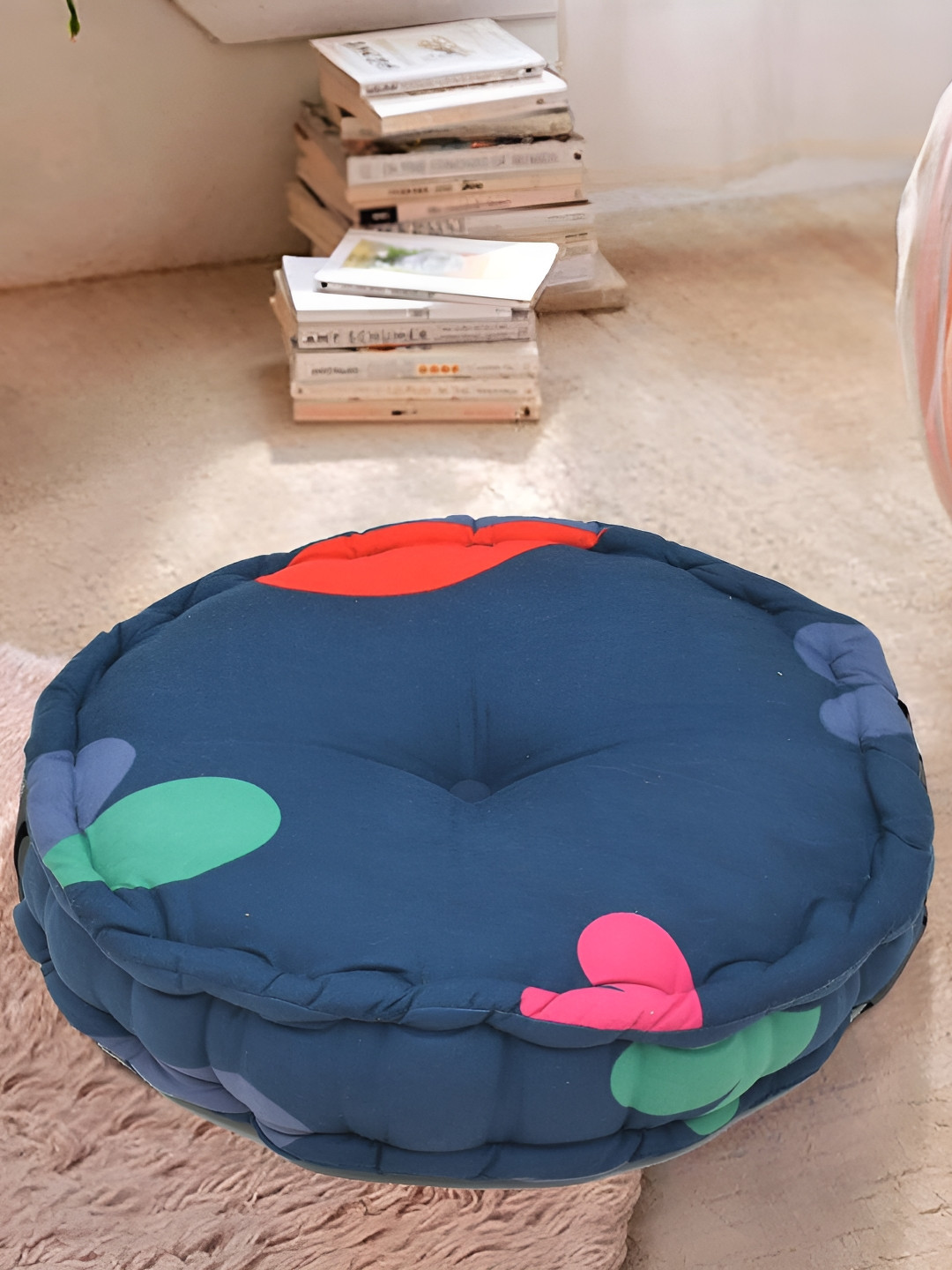 RRC Blue Printed Round Chair Pad
