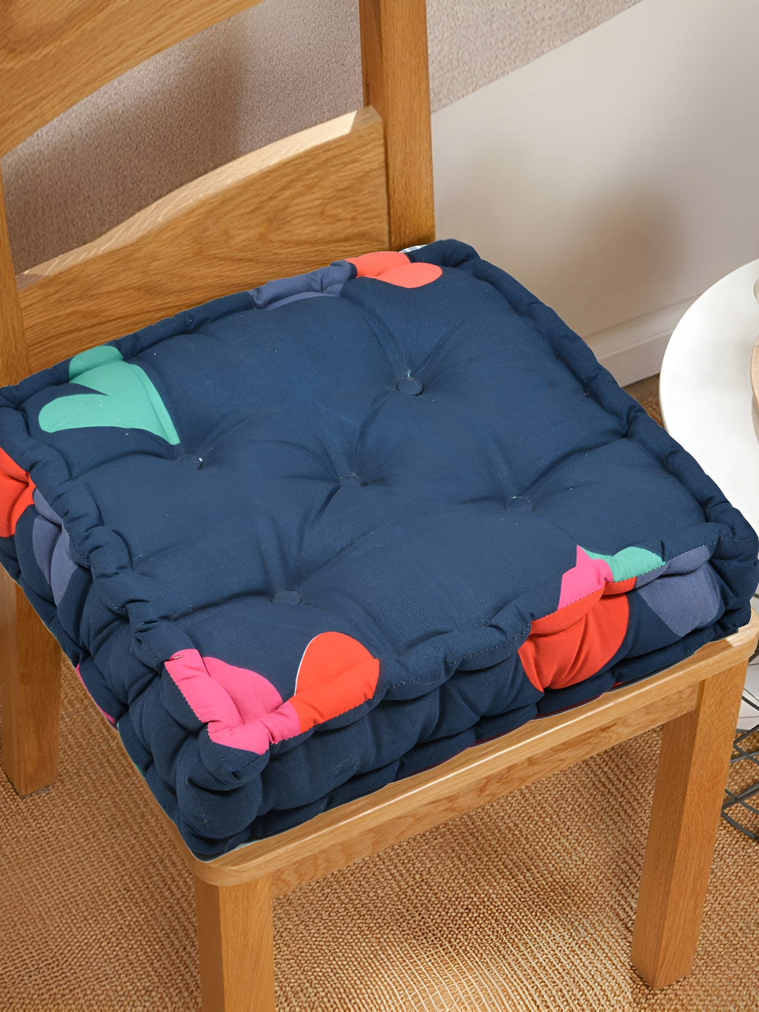 RRC Blue & Red Printed Square Chair Pad