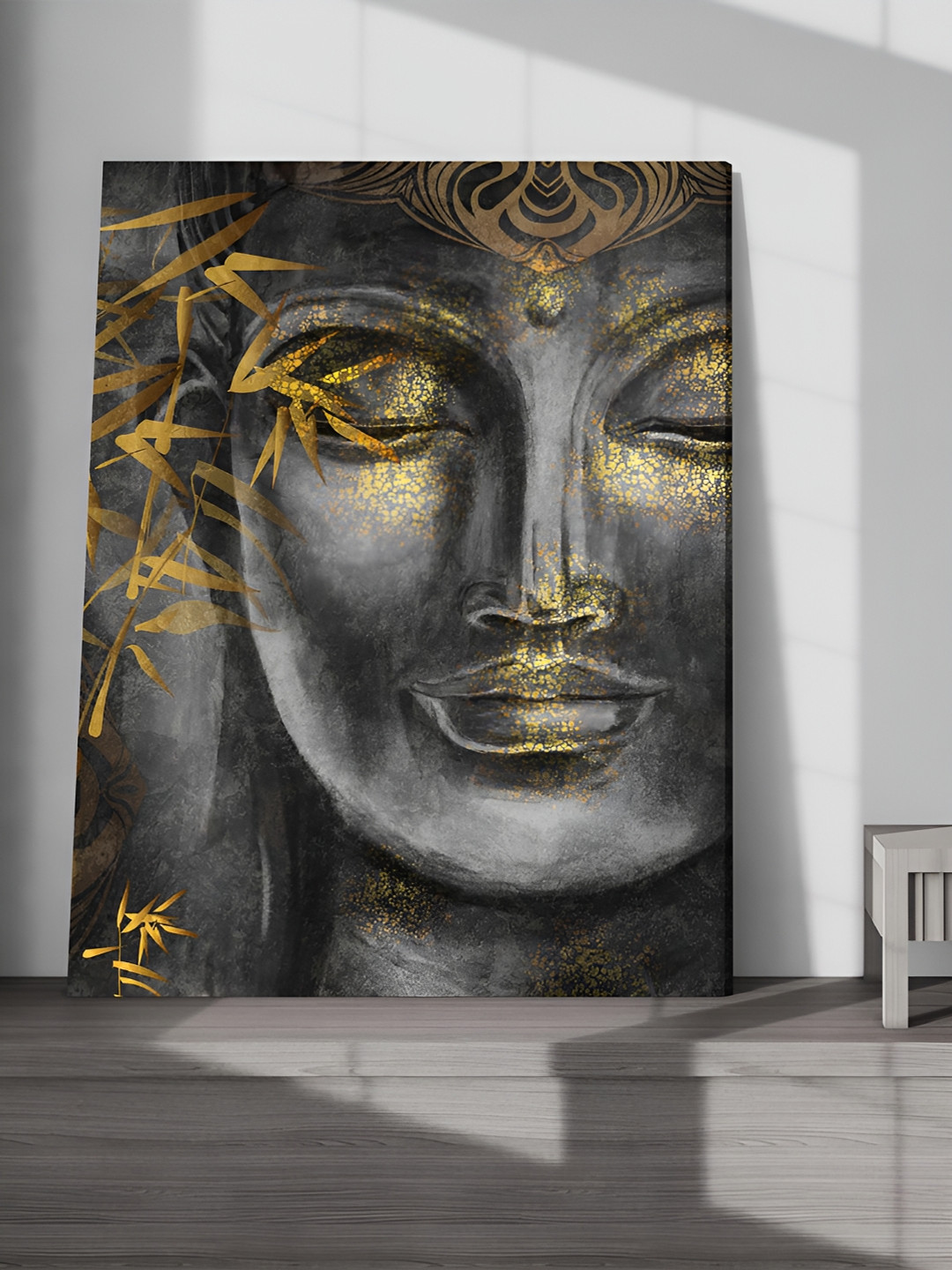 Art Street Black and Gold Canvas Painting Lord Budhha Wall Art