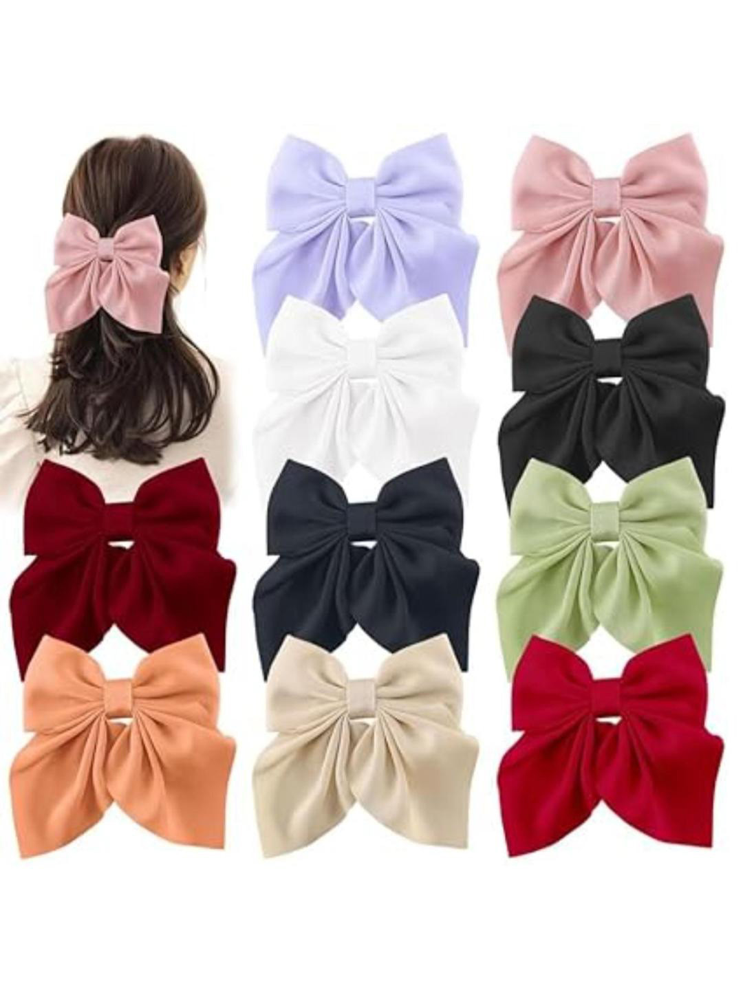DN Creation Women Set of 6 Assorted Silk French Barrette
