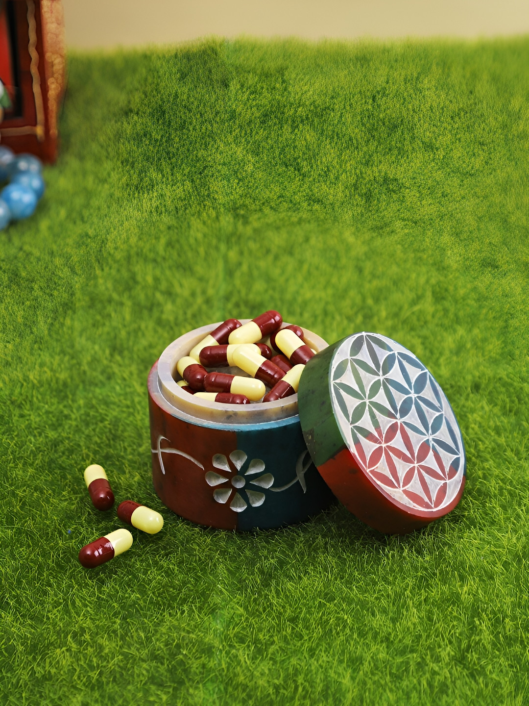 Aura Green & Blue Cylindrical Storage Box