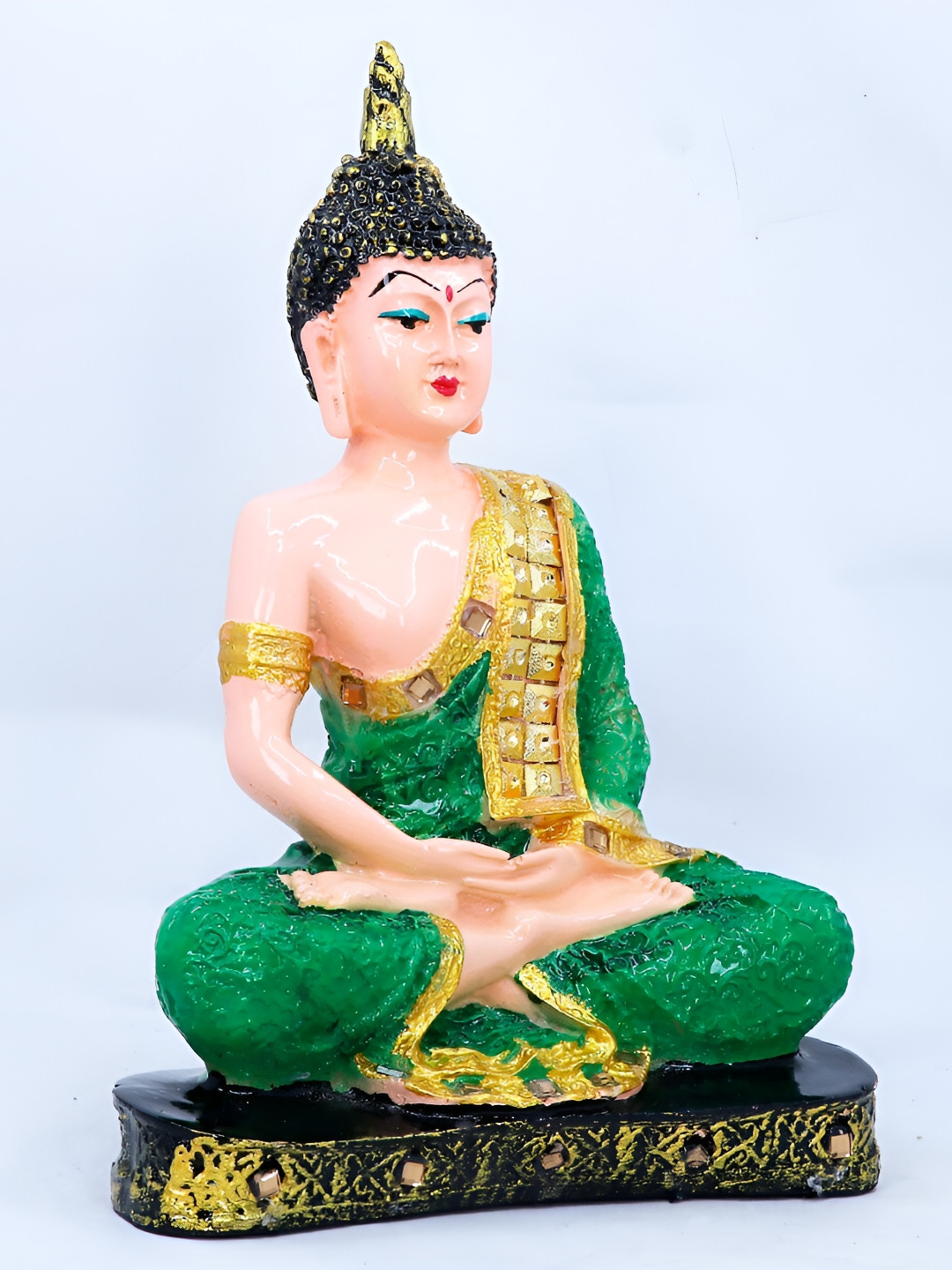 GW CREATIONS Green & Nude Buddha Idol Showpiece