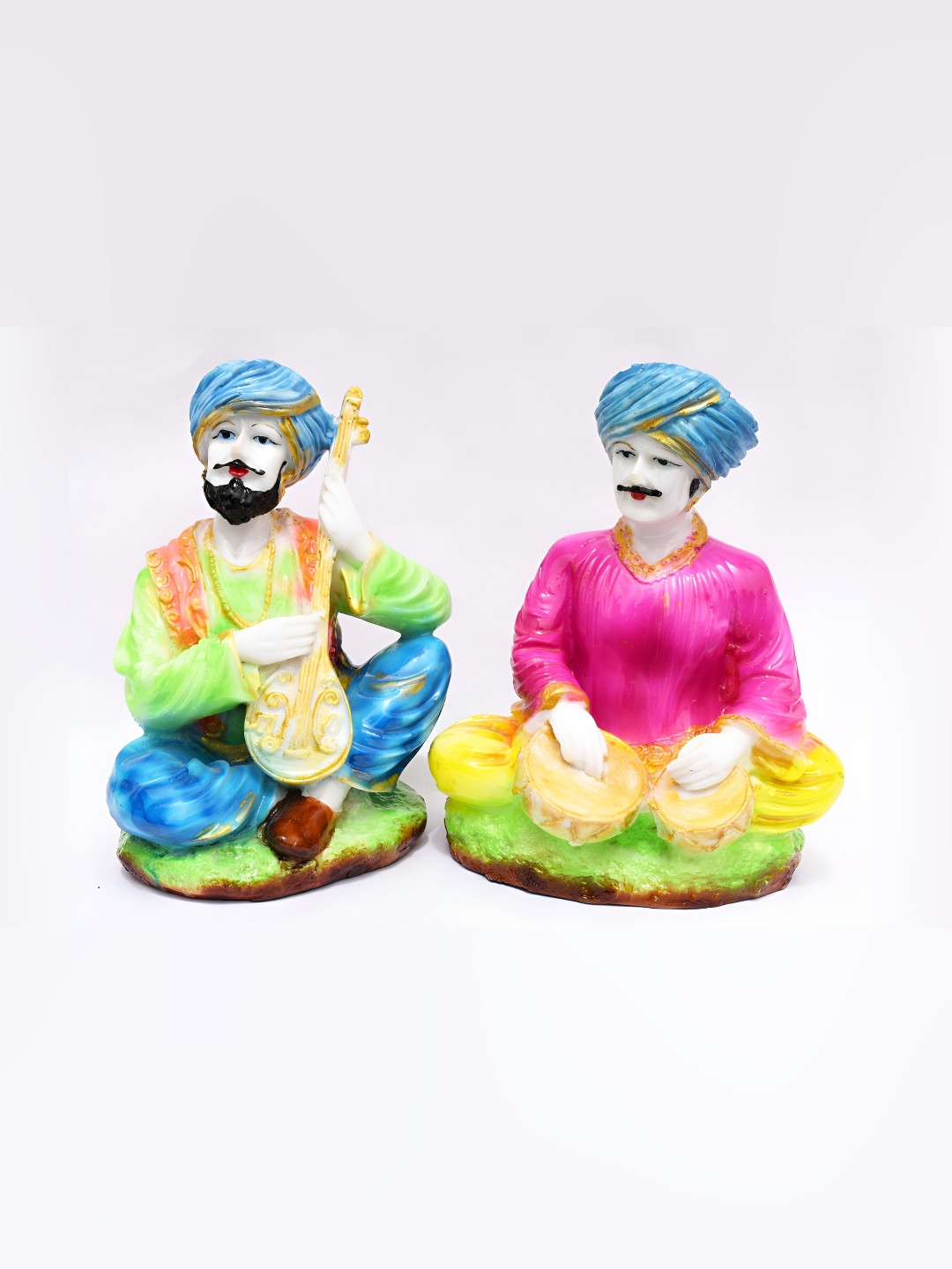 GW CREATIONS Pink and Blue 2 Pieces Marble Figurine Showpiece