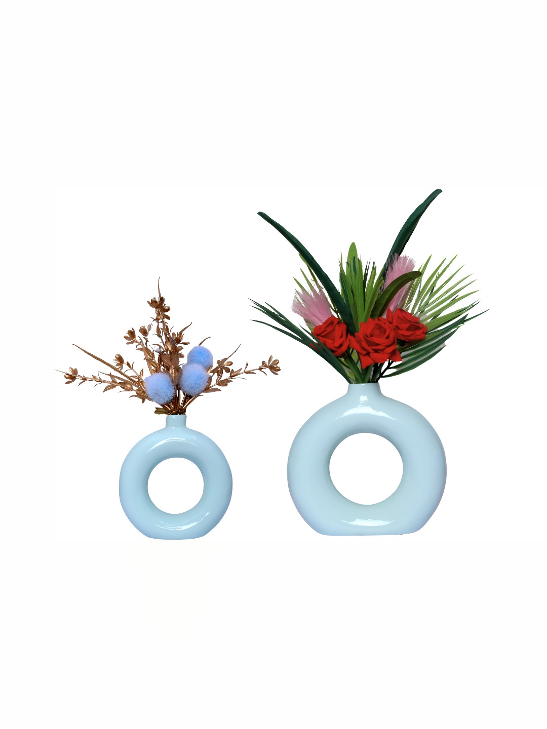 GW CREATIONS Blue2 Pieces Figurine Vases