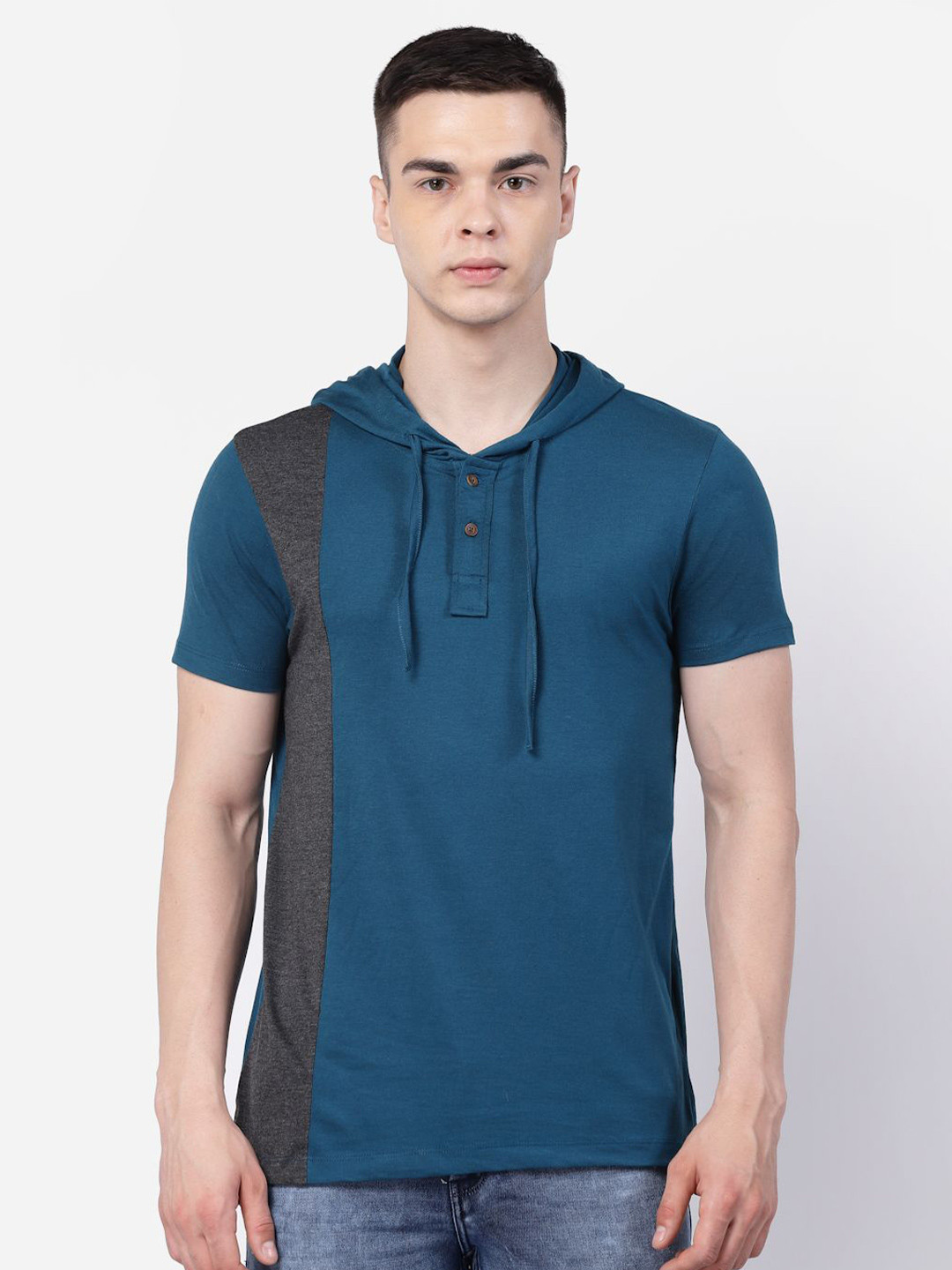 Kalt Colourblocked Hooded T-shirt