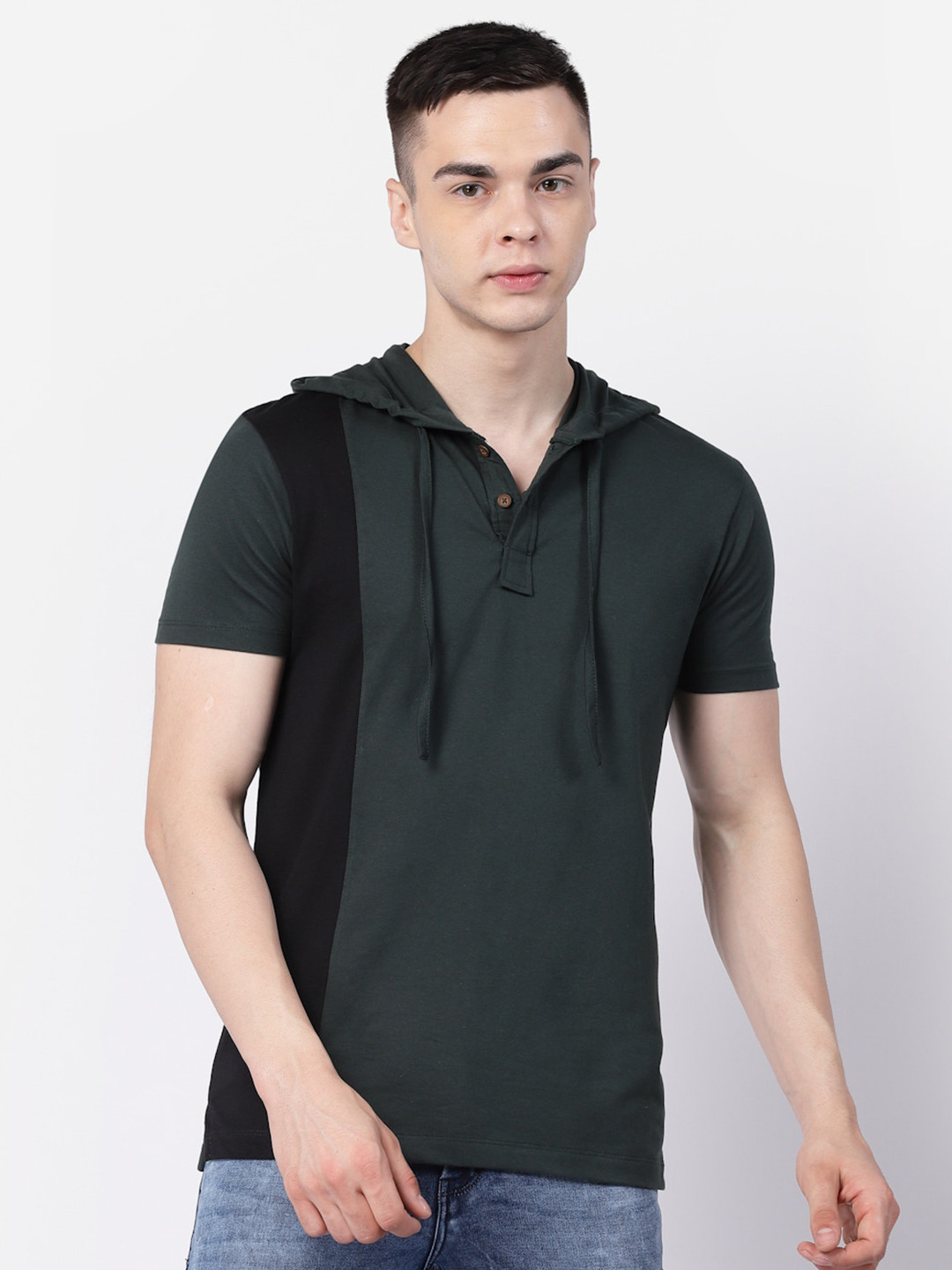 Kalt Colourblocked Hooded T-shirt
