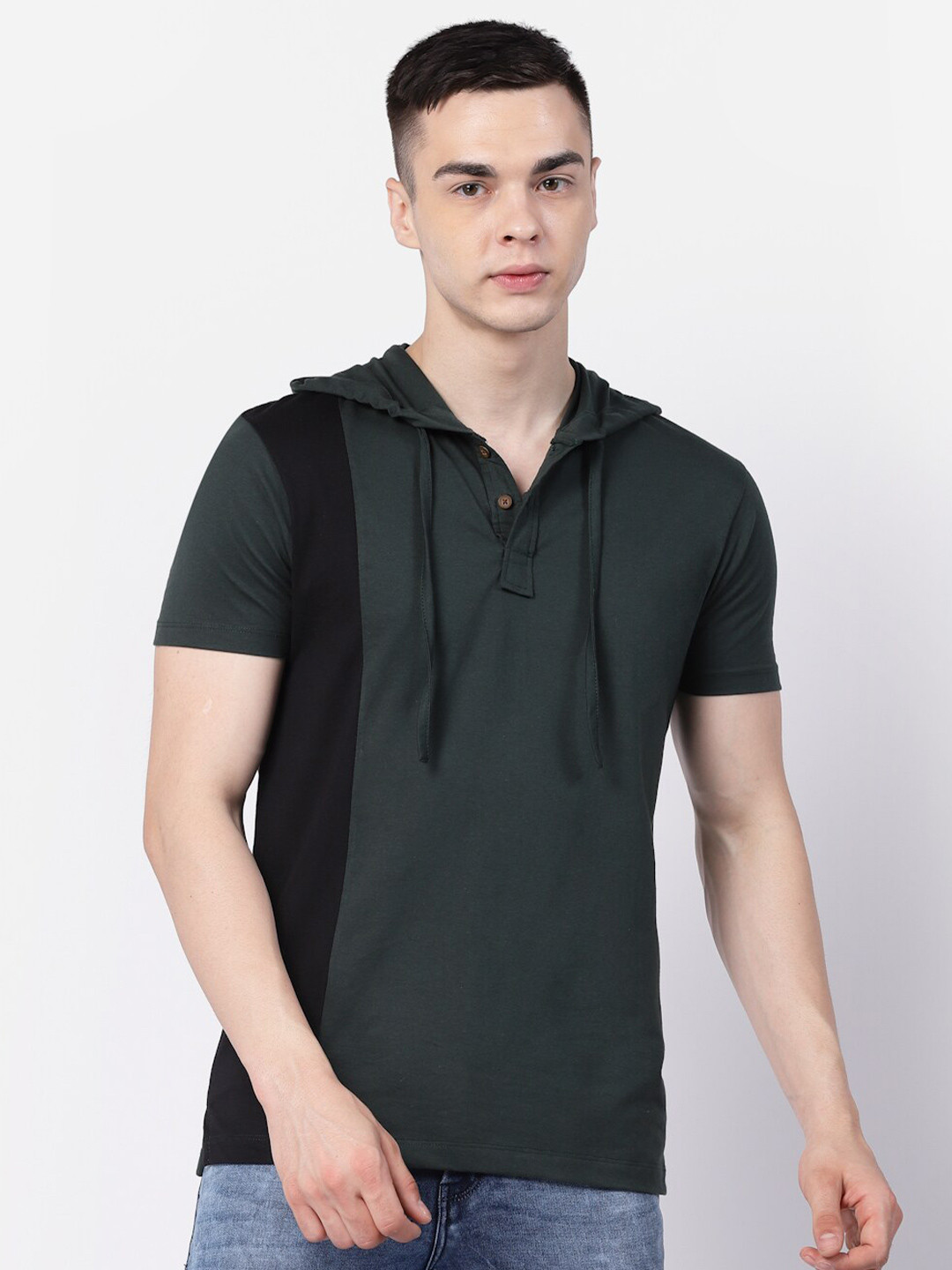 Kalt Colourblocked Hooded T-shirt
