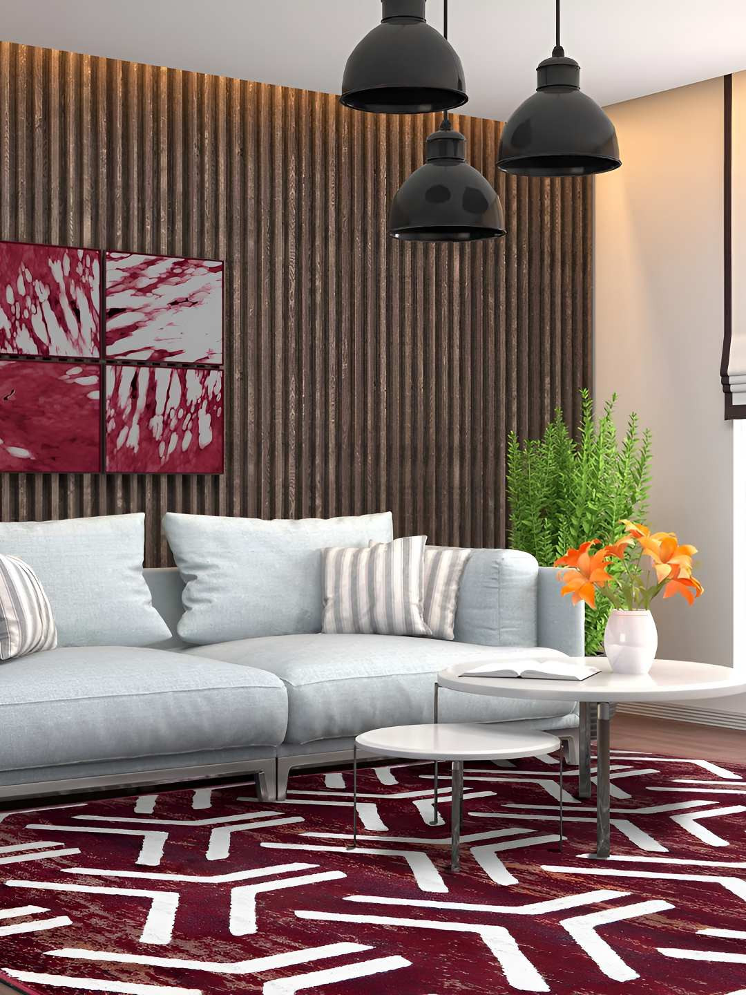 Sapana Carpet-Mats Maroon Geometric Contemporary Carpet