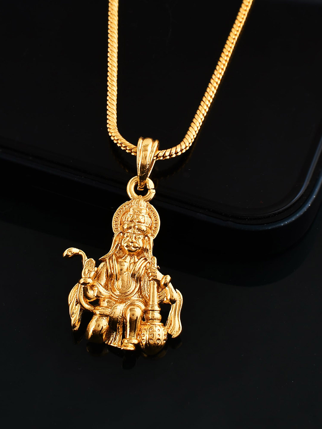 PYR FASHION Gold-Plated Hanuman Pendant with Chain