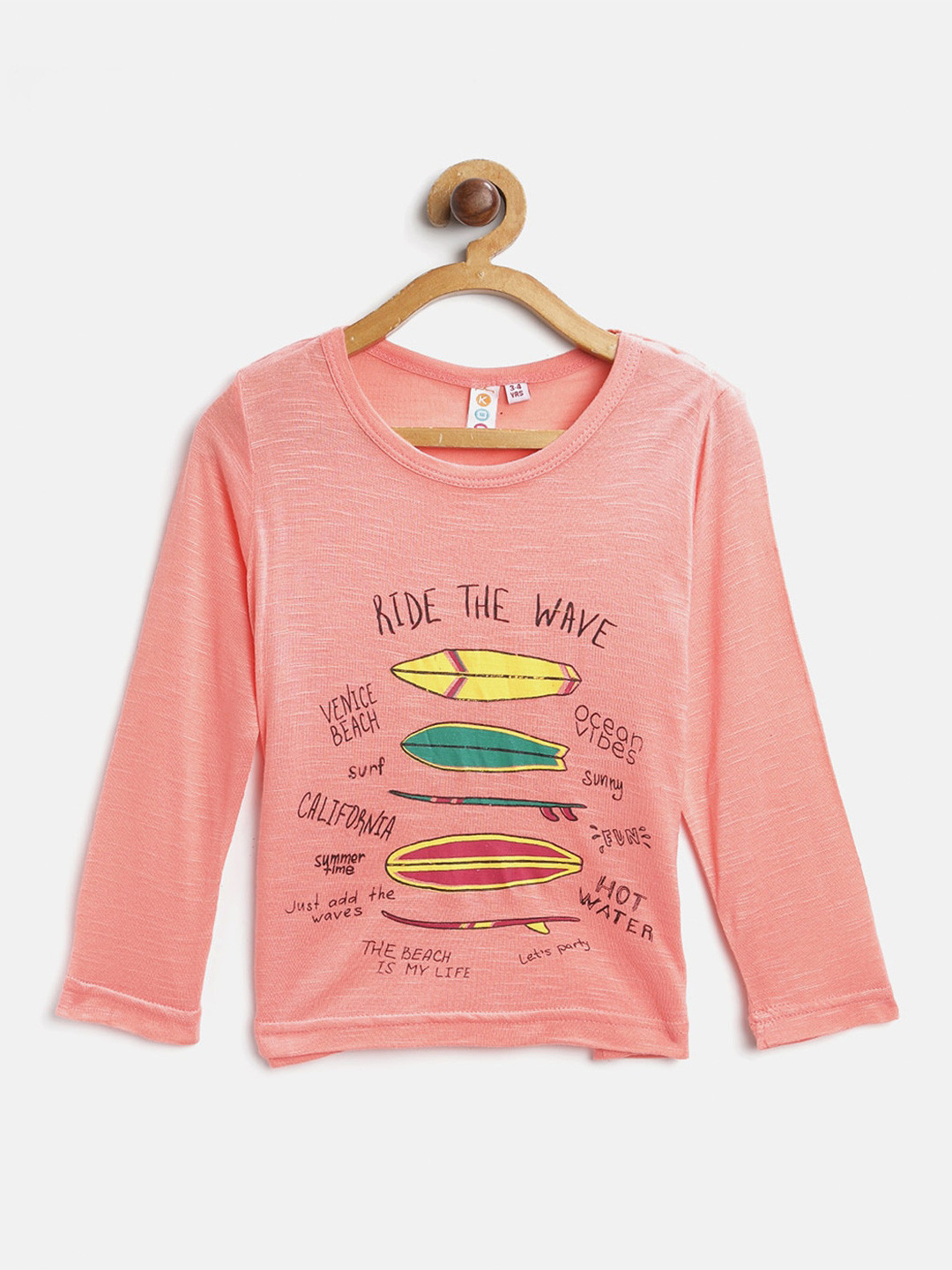 Kids On Board Girls Typography Printed Cotton T-shirt