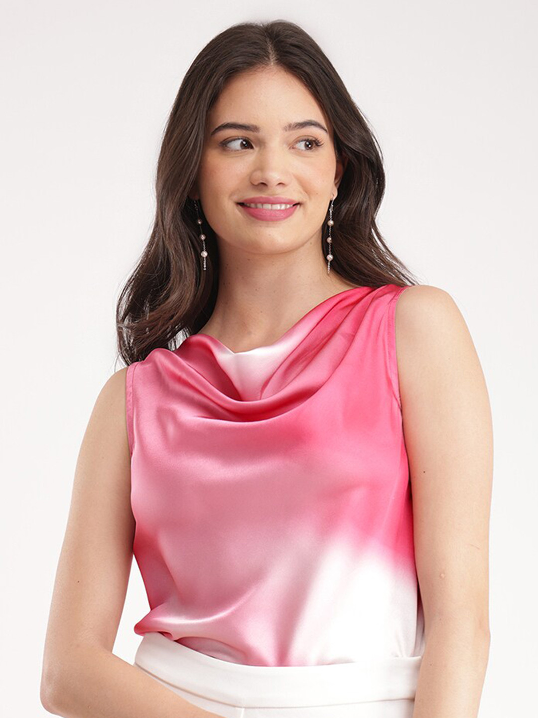 FableStreet Ombre Cowl Neck Pink Top