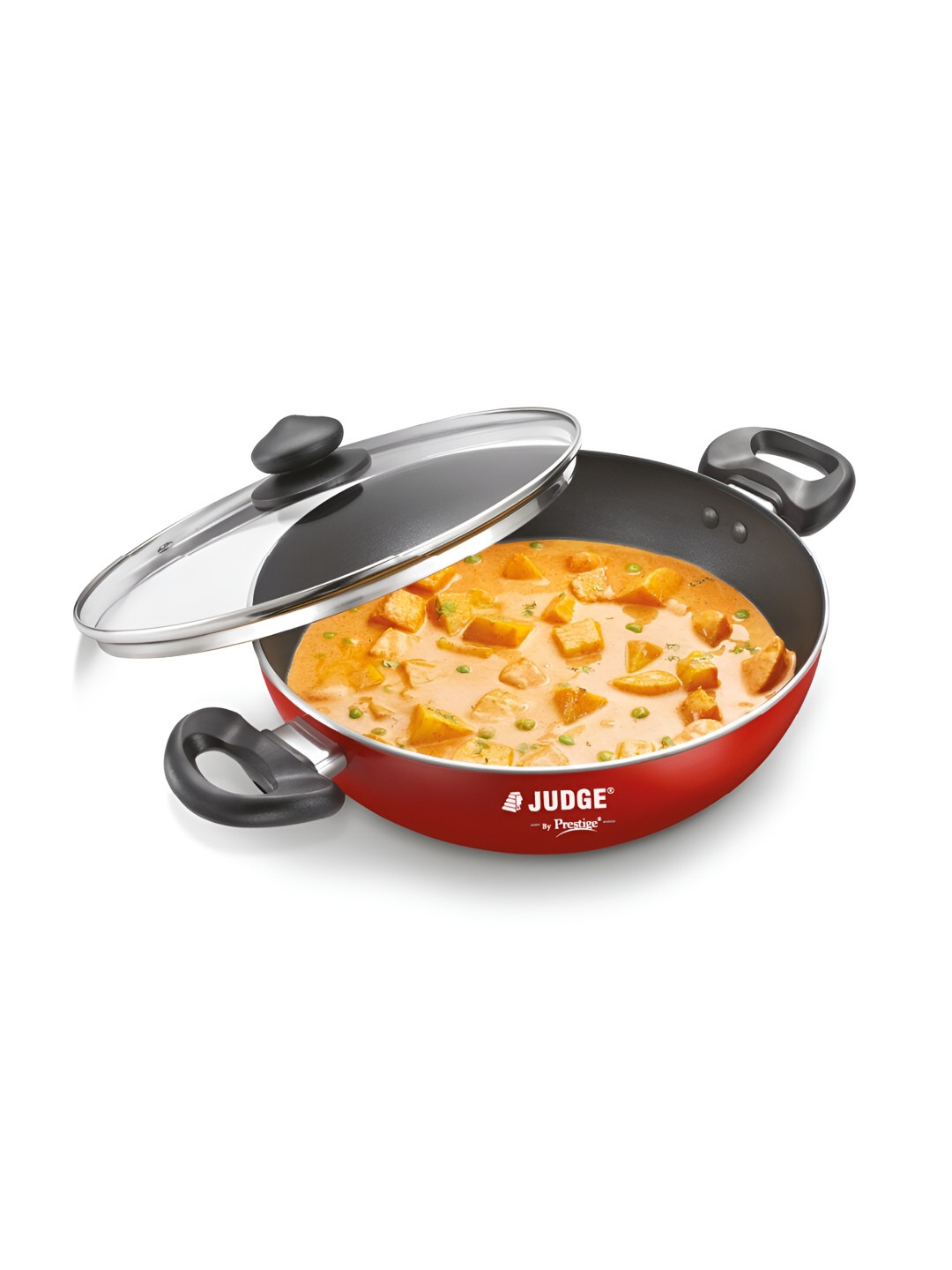 JUDGE By Prestige Deluxe Black & Red Non-Stick Kadhai With Lid 2.4 L