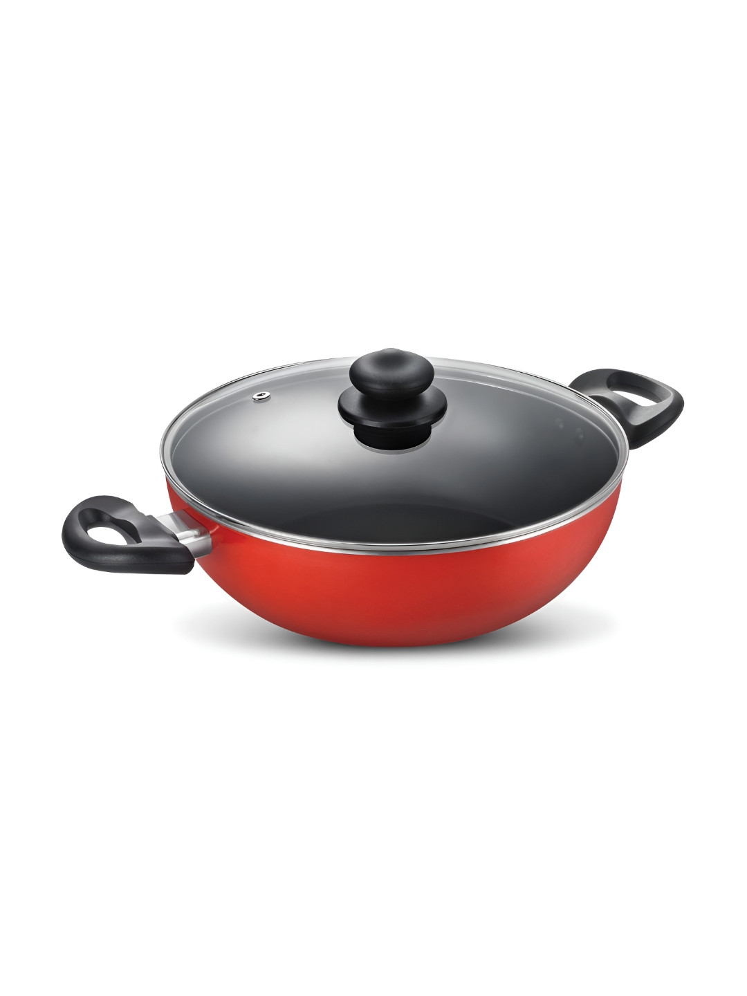 JUDGE By Prestige Deluxe Black & Red Non-stick Kadai With Lid 3.25 L