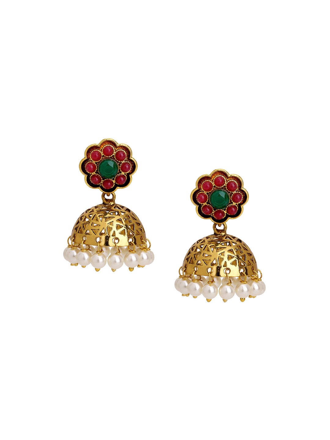 Adwitiya Collection Artificial Beads 24CT Gold Plated Jhumkas