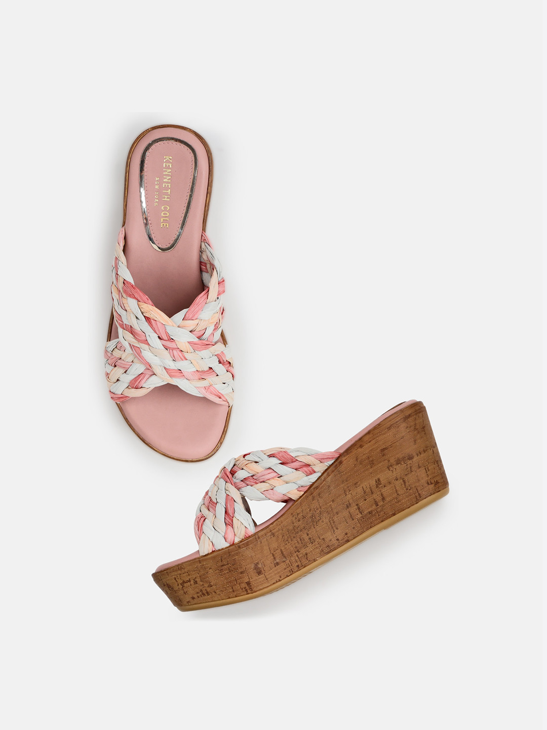Kenneth Cole Printed Open Toe Wedge Heels